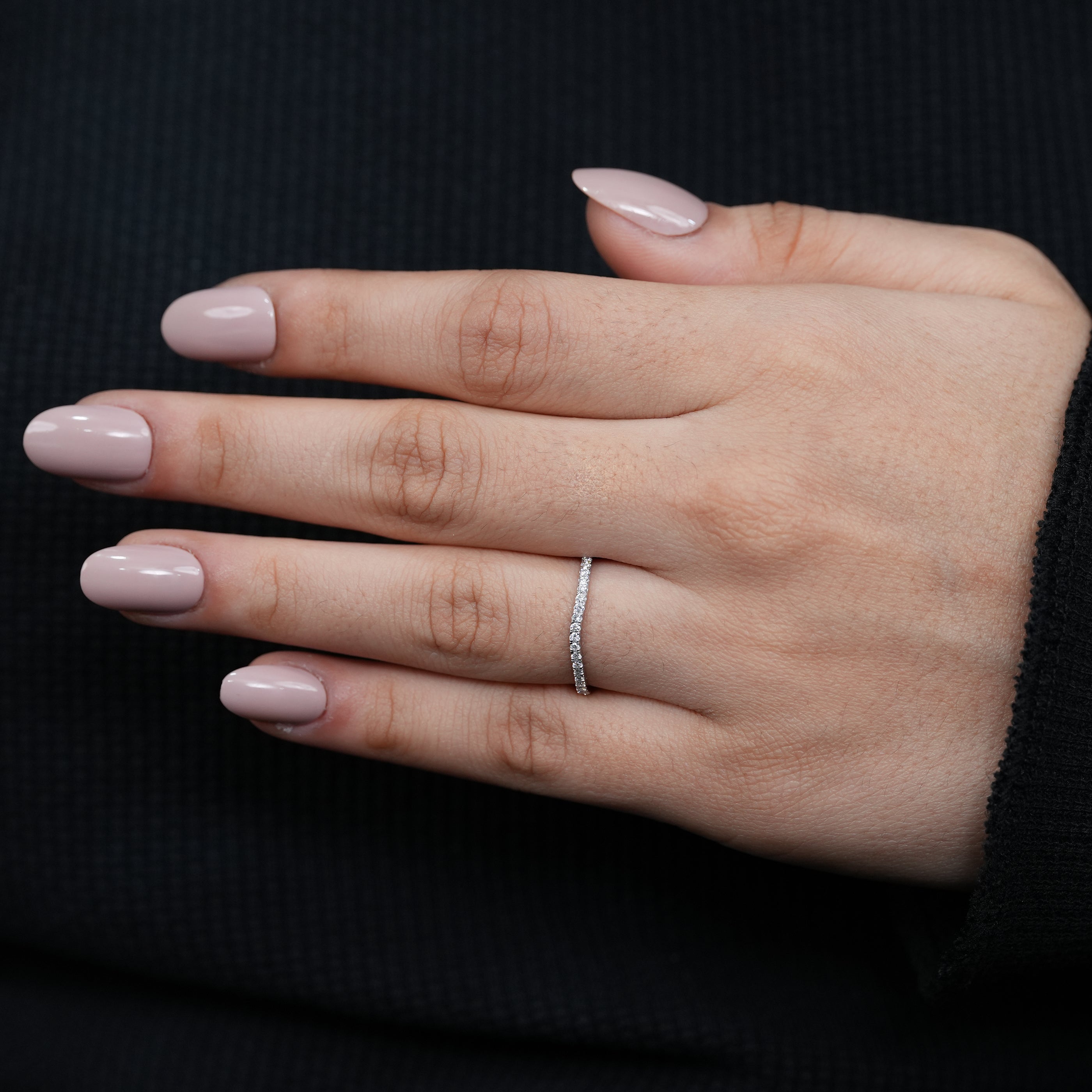 Fine jewelry curved pavé lab grown diamond stacking ring