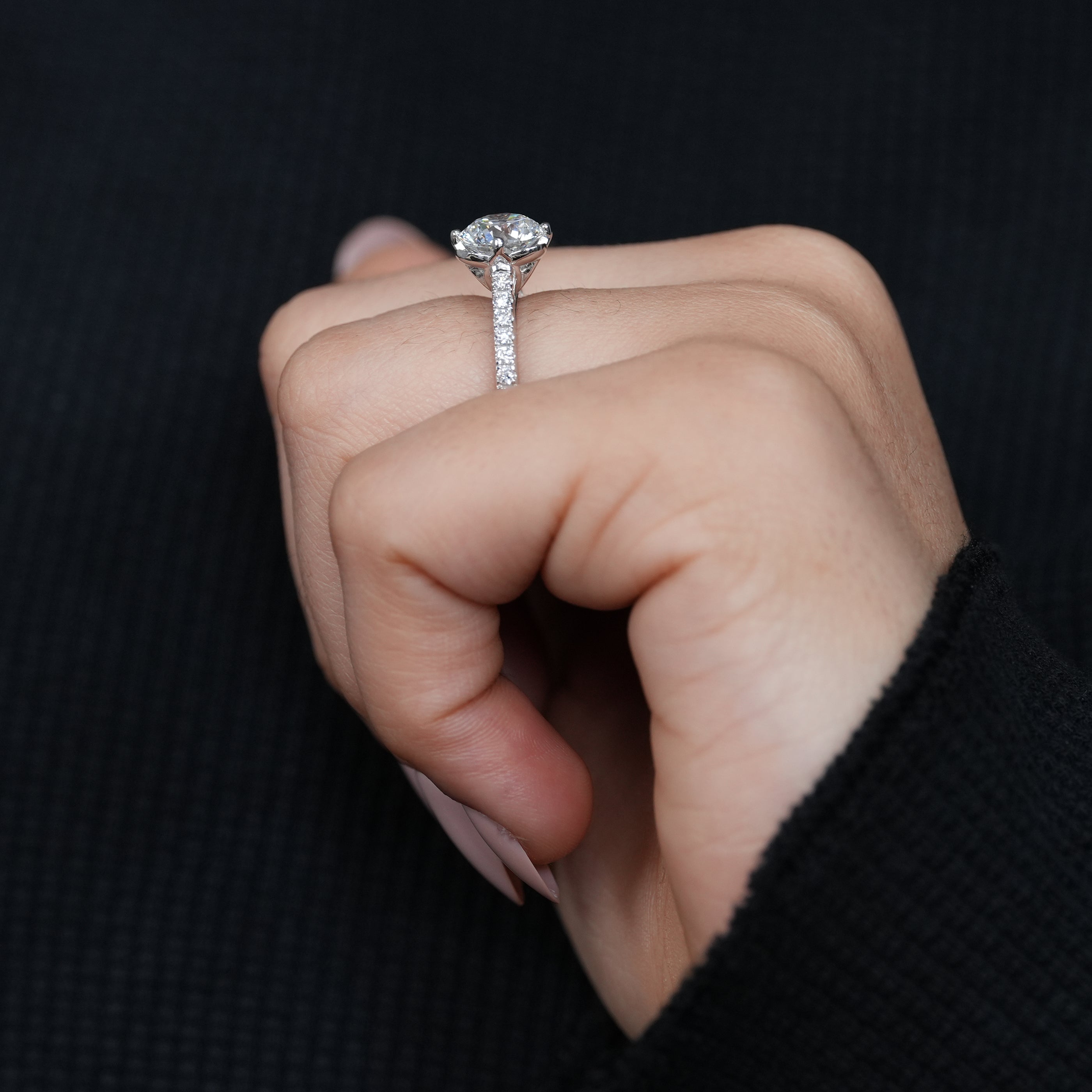 Timeless round lab grown diamond floral ring fine bridal jewelry