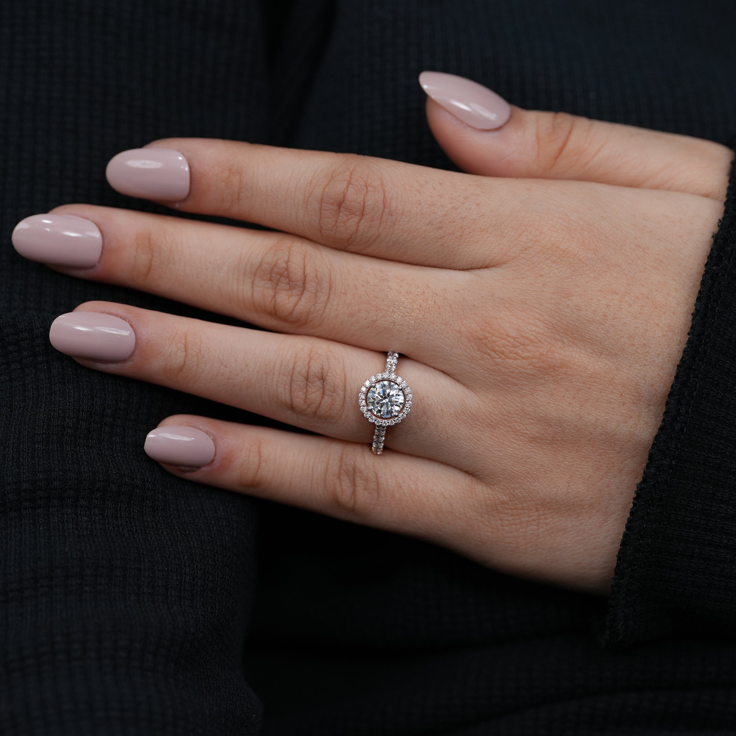 Classic Round Lab Diamond Halo Engagement Ring