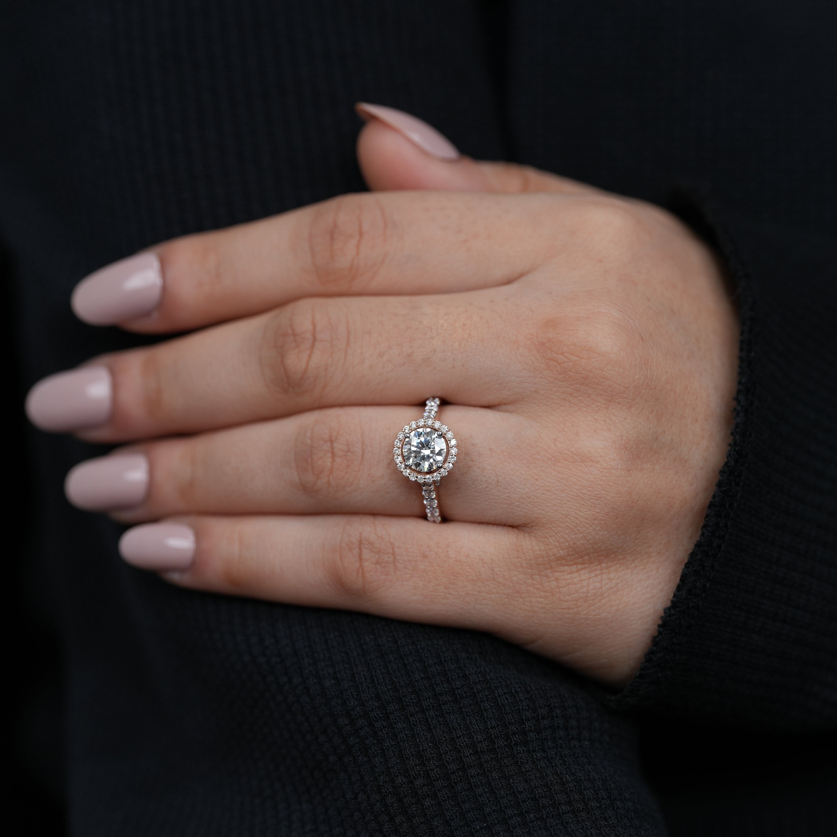 Classic Round Lab Diamond Halo Engagement Ring