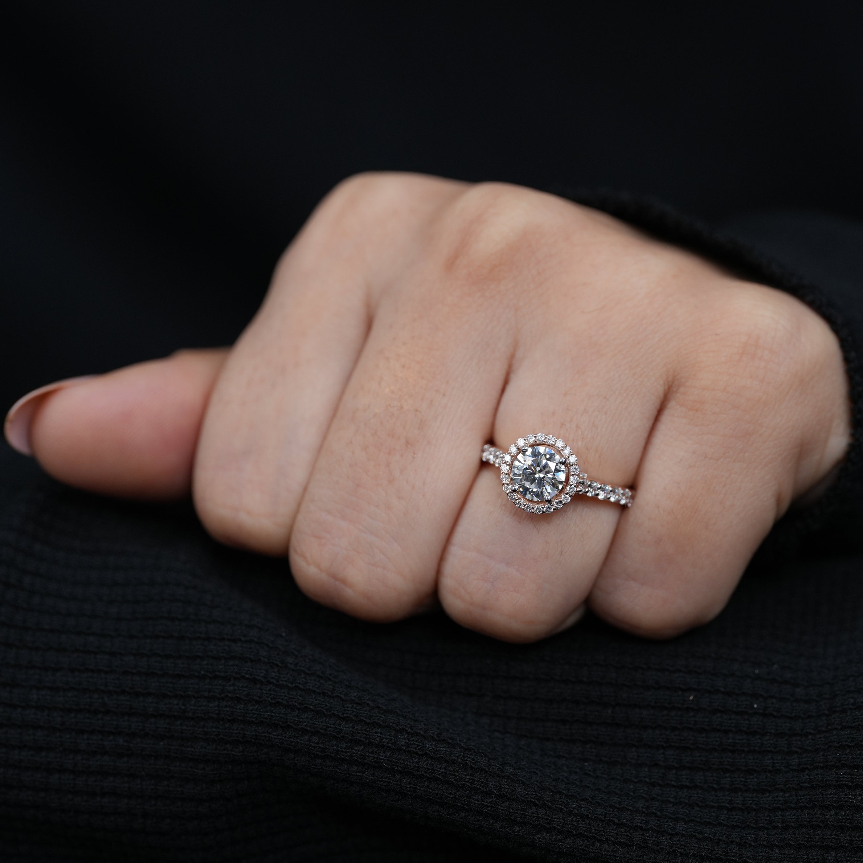 Classic Round Lab Diamond Halo Engagement Ring
