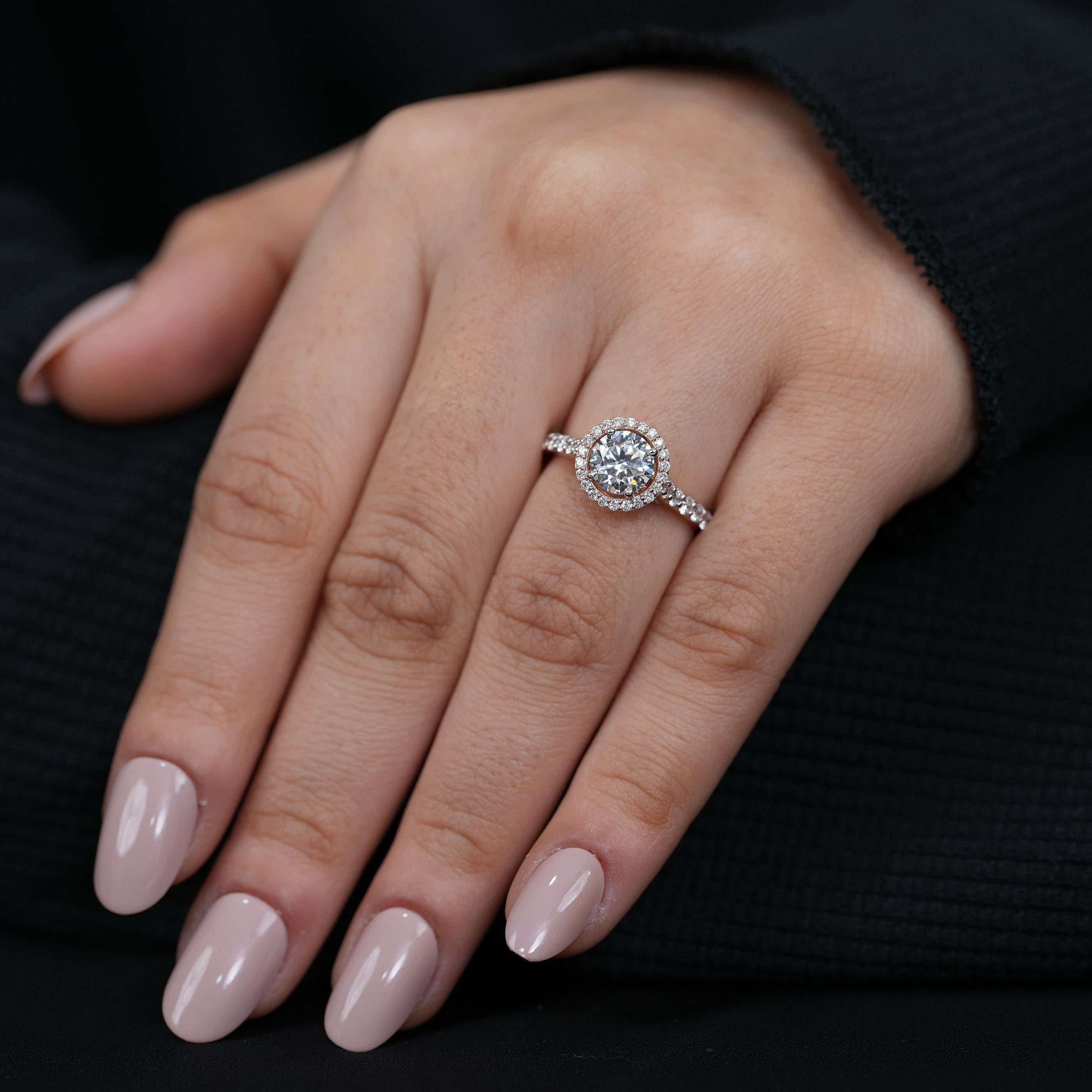 Classic Round Lab Diamond Halo Engagement Ring