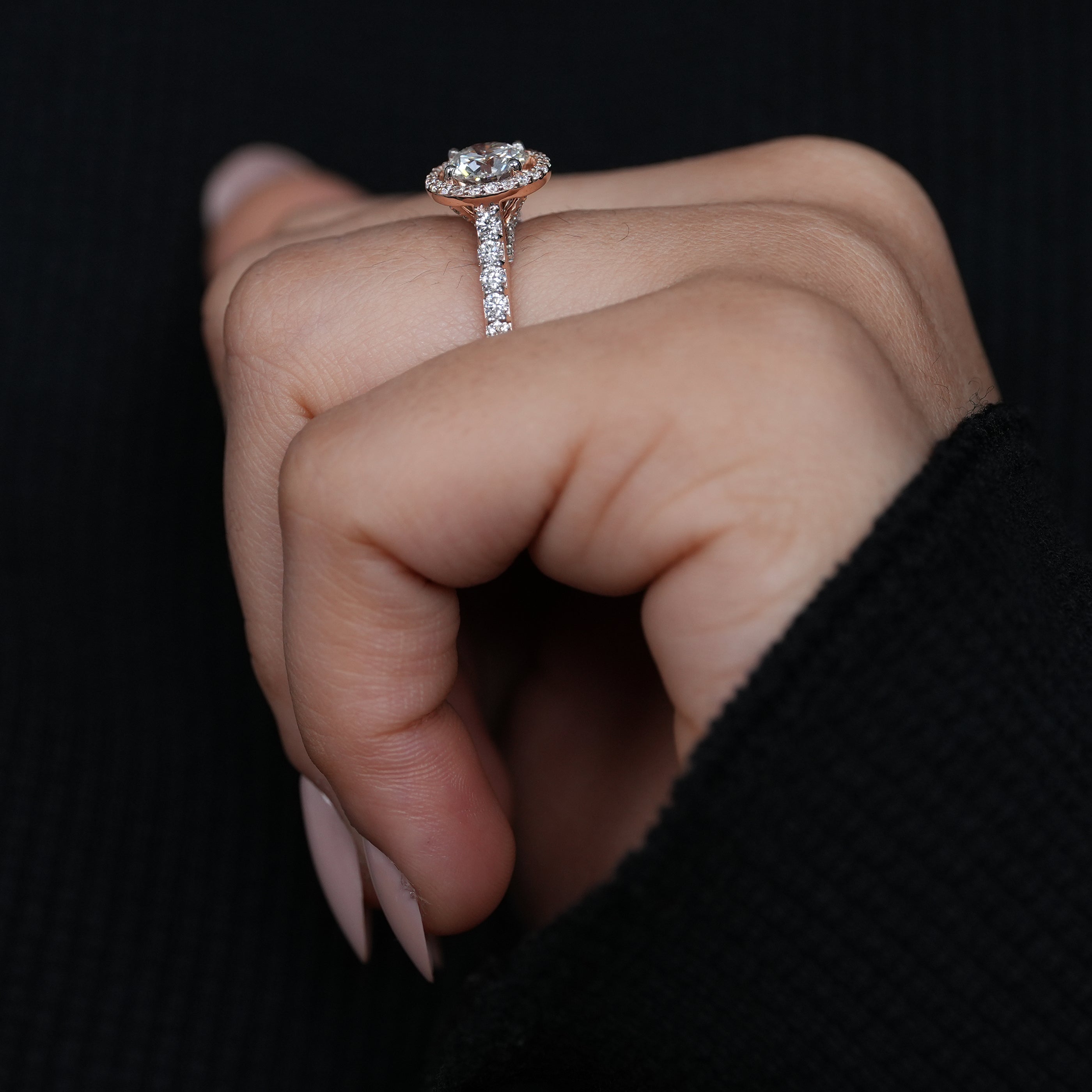Classic Round Lab Diamond Halo Engagement Ring