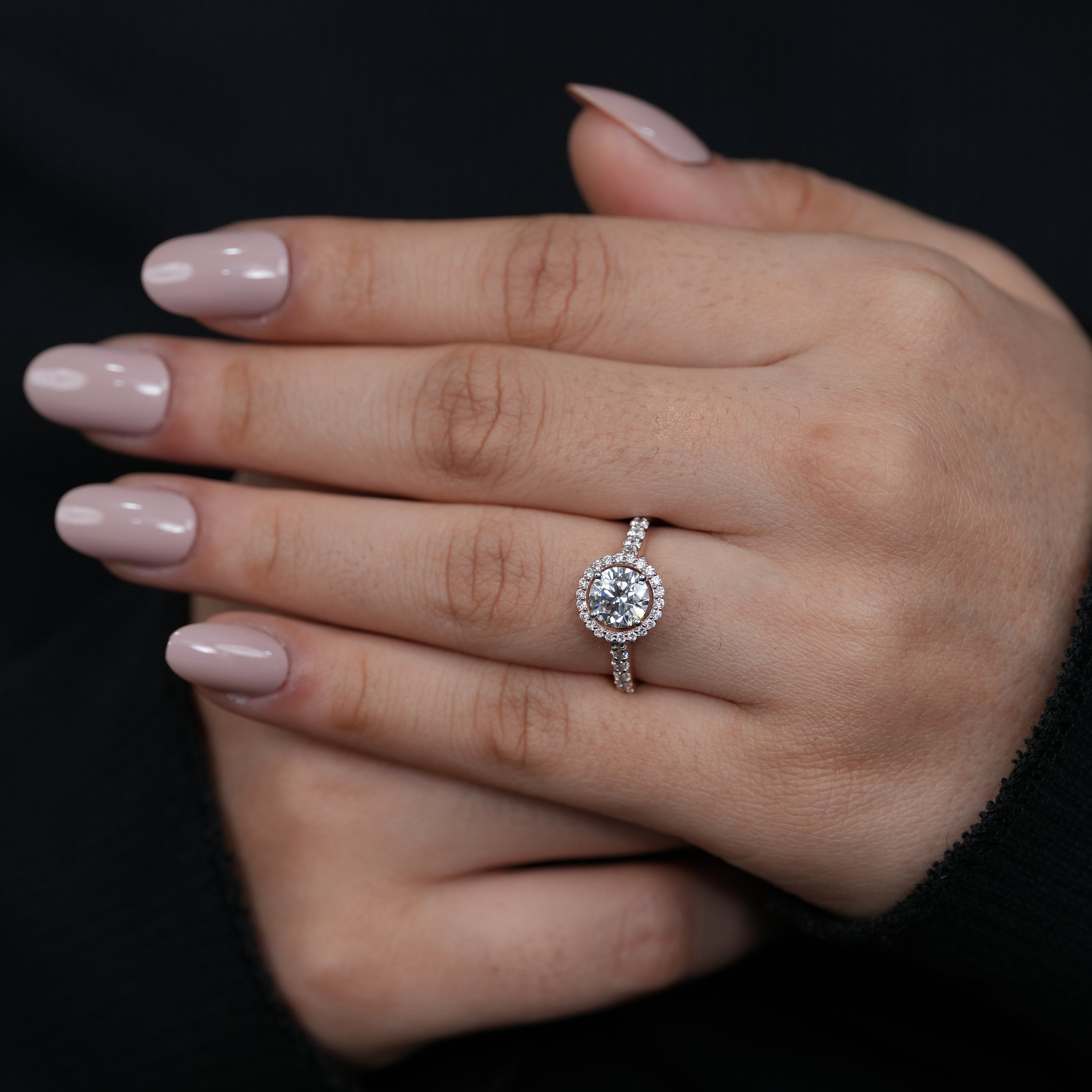 Classic Round Lab Diamond Halo Engagement Ring