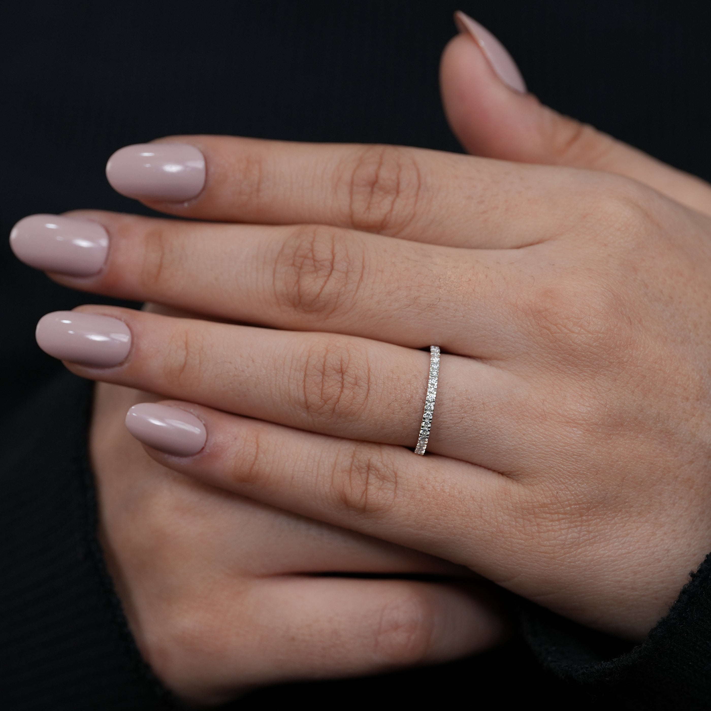 Classic lab grown diamond micro pavé ring understated modern bridal elegance.