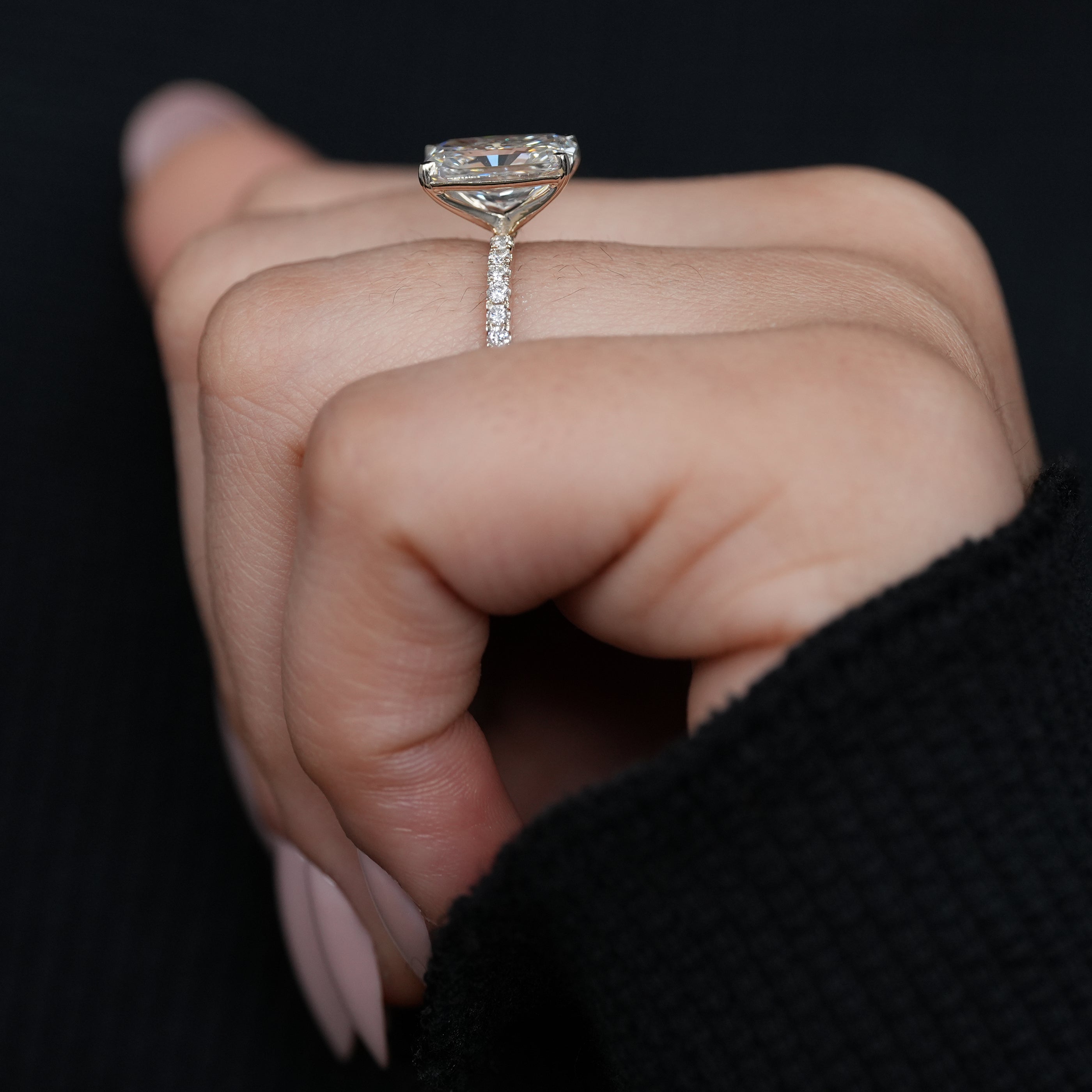 Radiant Cut Lab Diamond Solitaire Engagement Ring