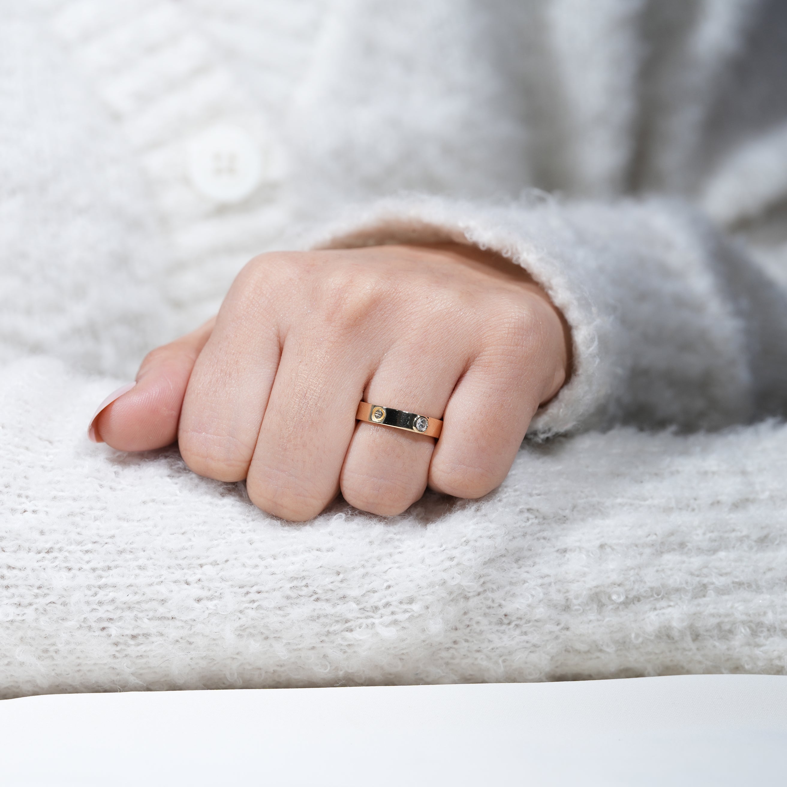 Sleek lab grown diamond wedding band in polished yellow gold