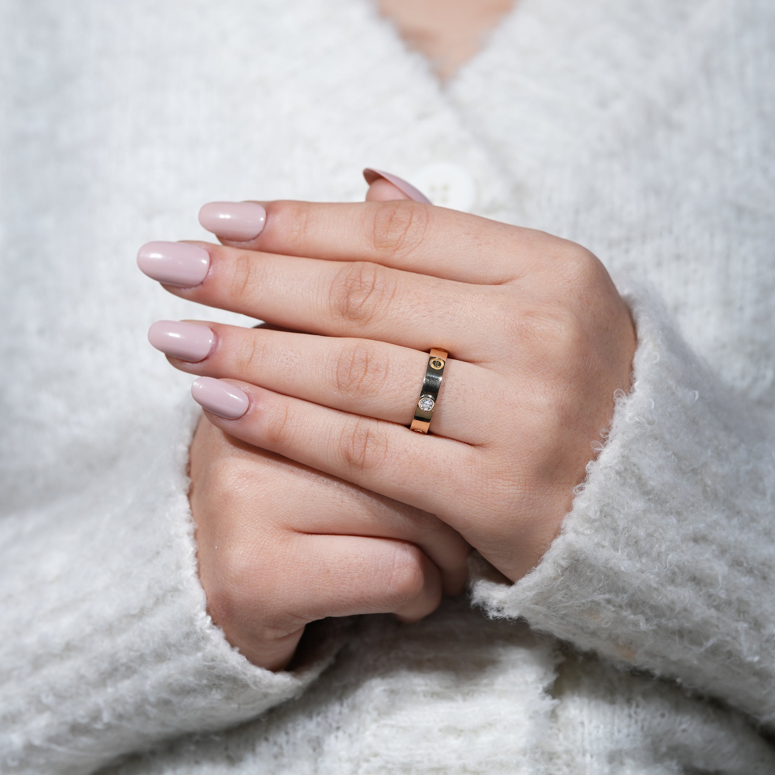 Classic minimalist lab grown diamond band with flush set brilliance