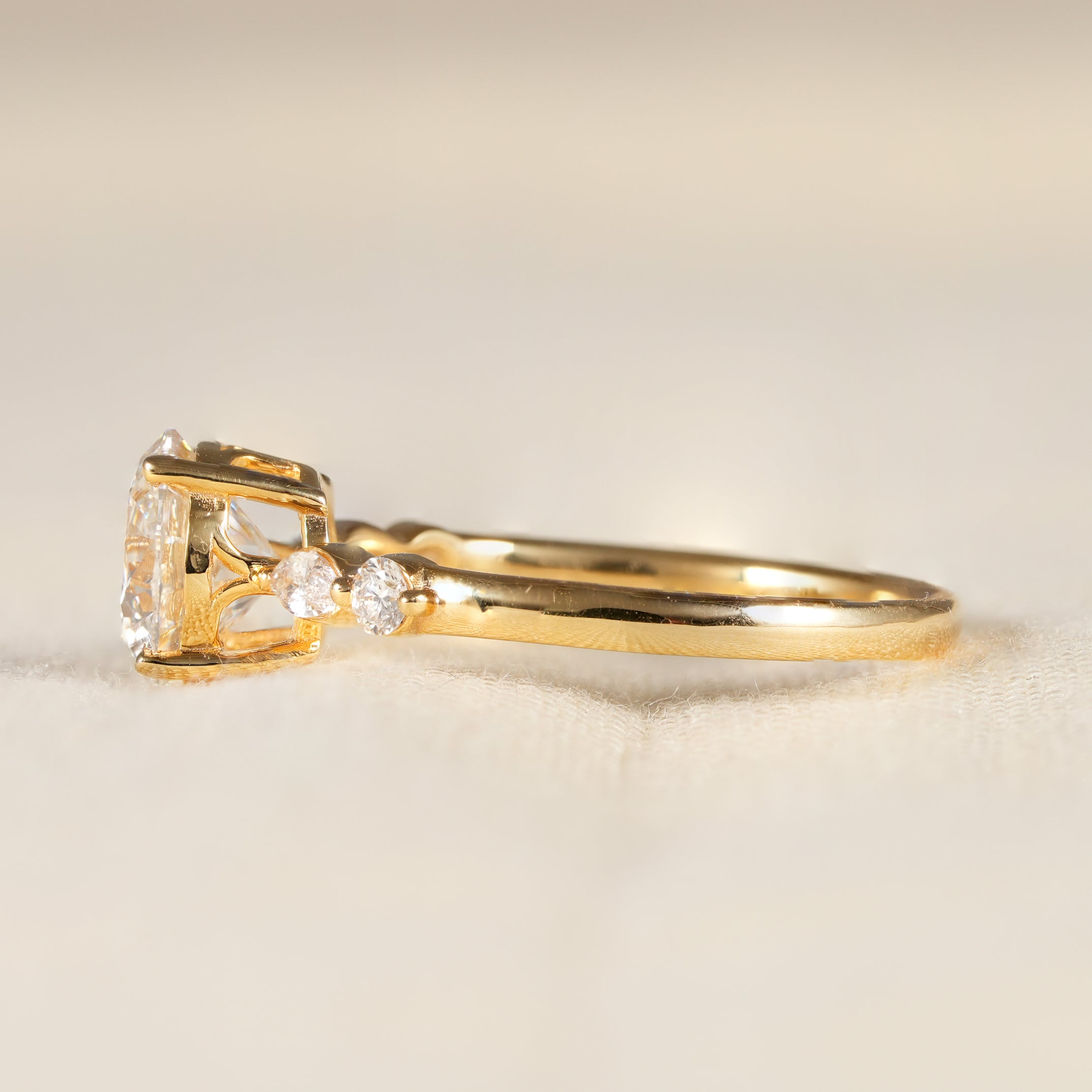 Floral inspired diamond engagement ring with round center stone sparkle
