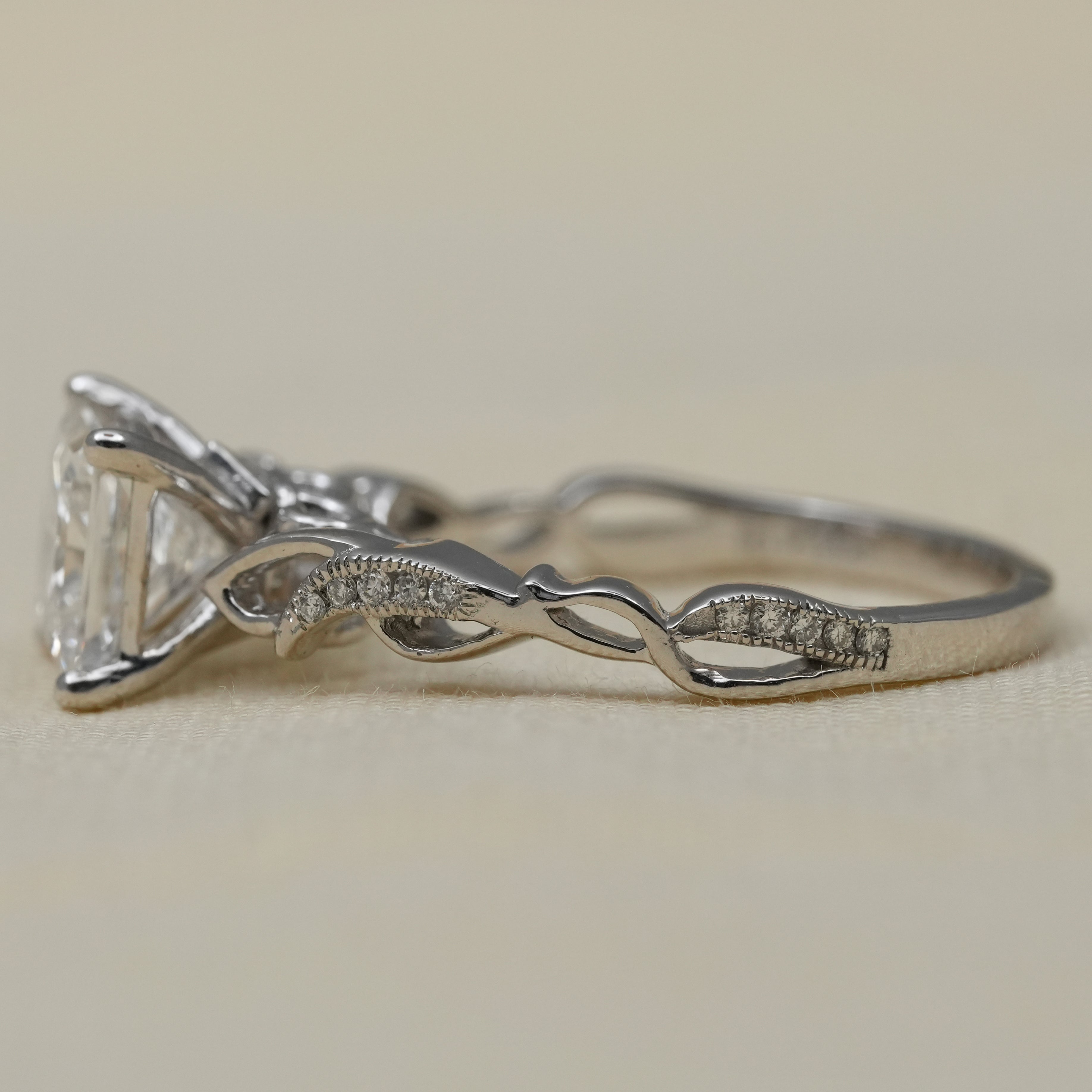 Vintage Style Princess Cut Lab Grown Diamond Engagement Ring