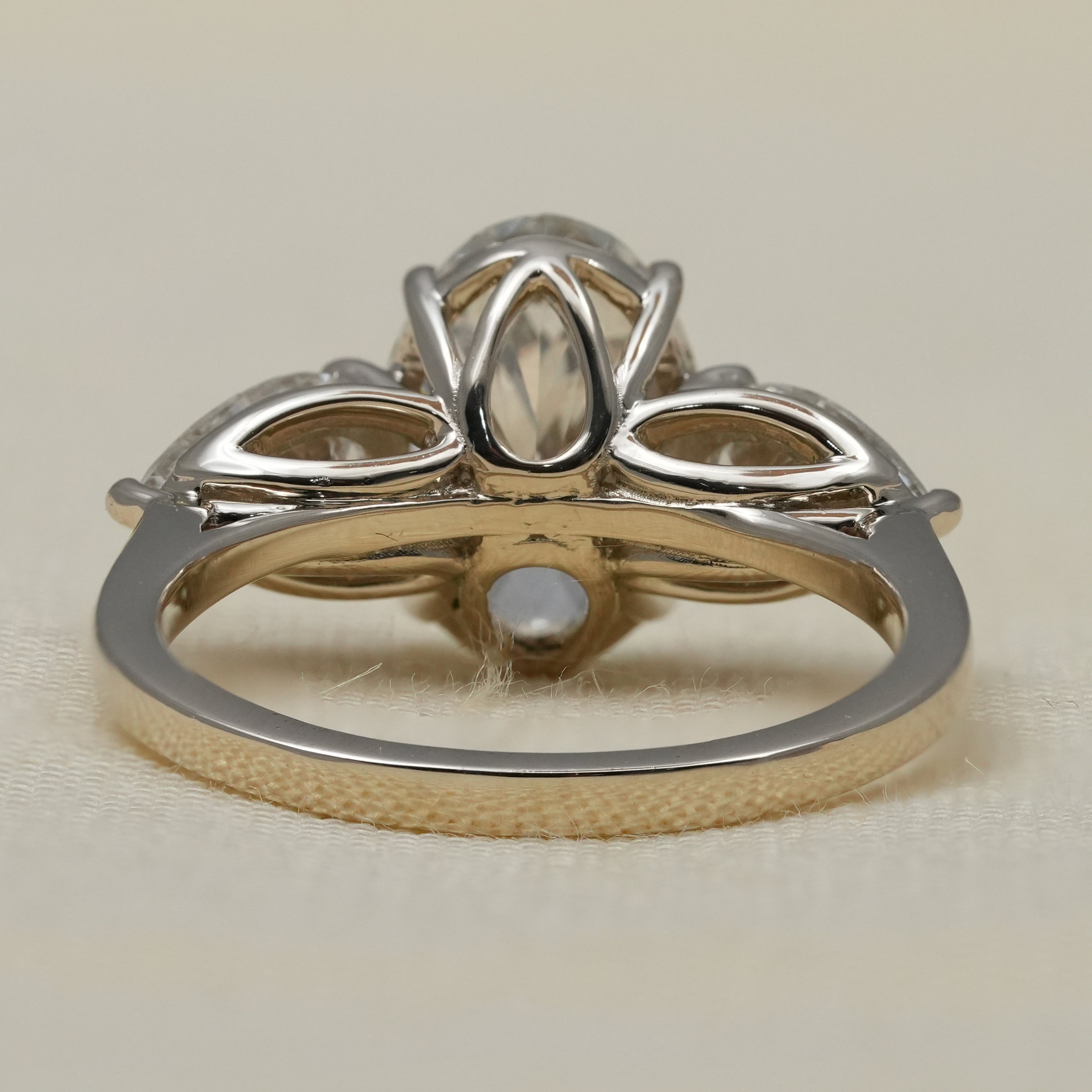 Three Stone Oval Cut Lab Diamond Engagement Ring