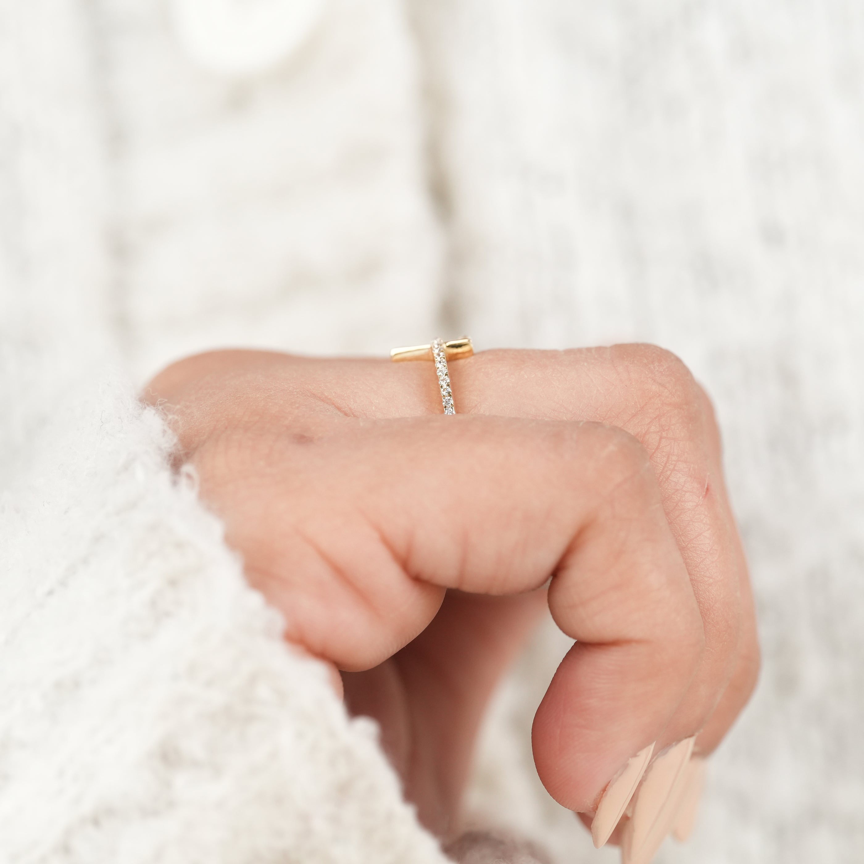 Triangle Lab Diamond Wedding Ring with Pavé Band