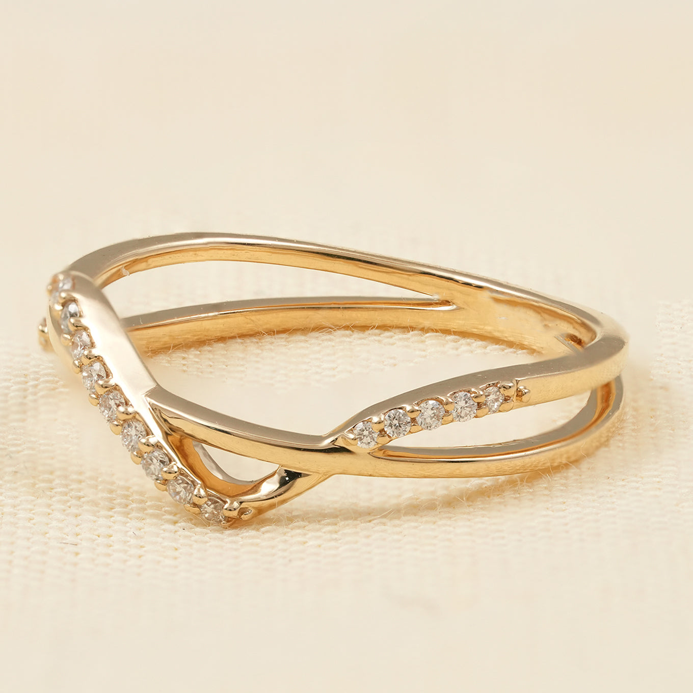 Modern Criss Cross Pave Lab Diamond Wedding Ring