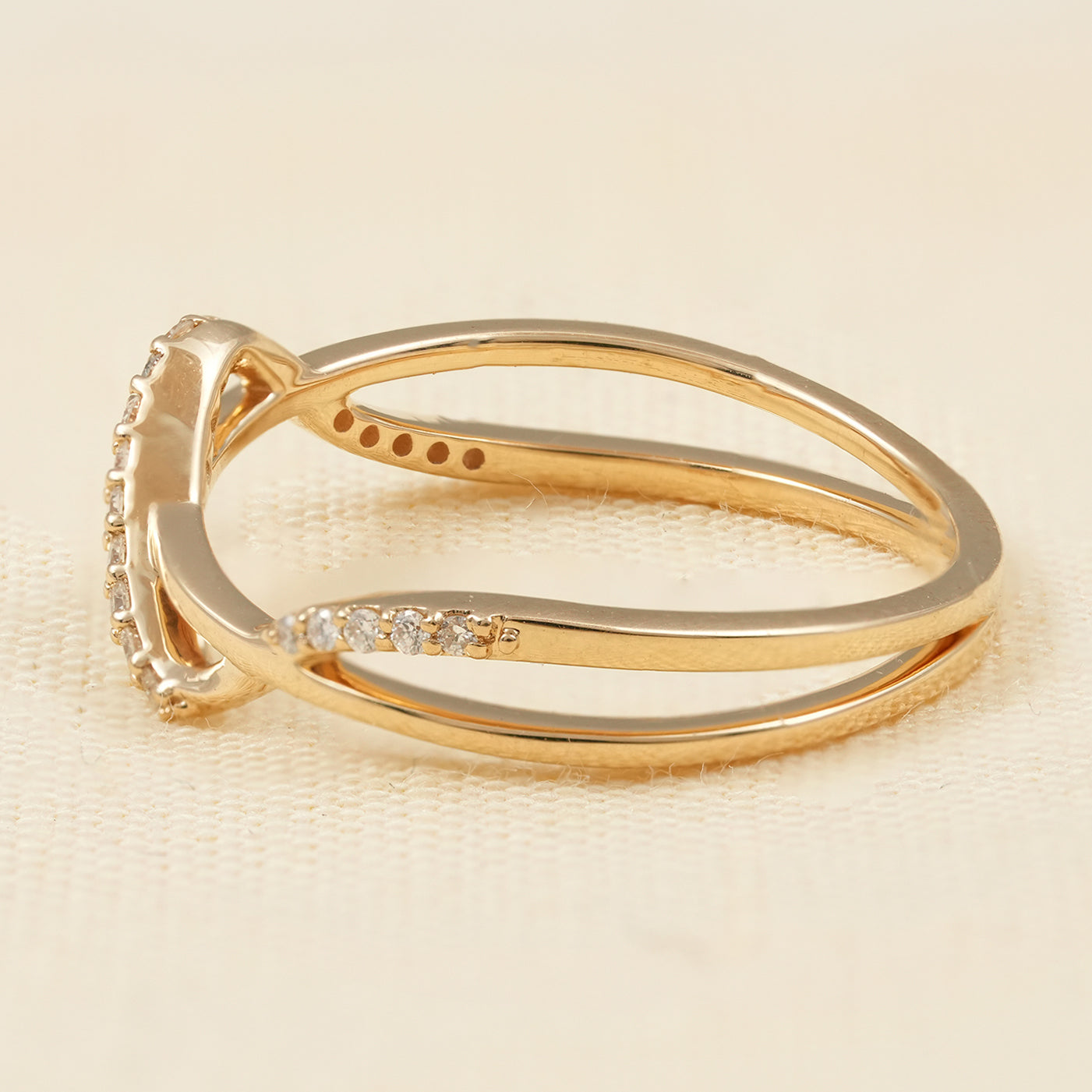 Modern Criss Cross Pave Lab Diamond Wedding Ring