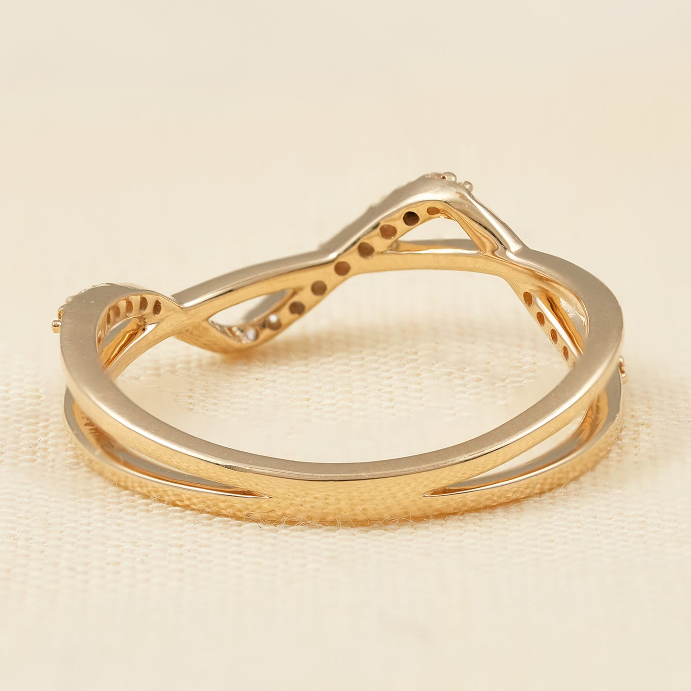 Modern Criss Cross Pave Lab Diamond Wedding Ring