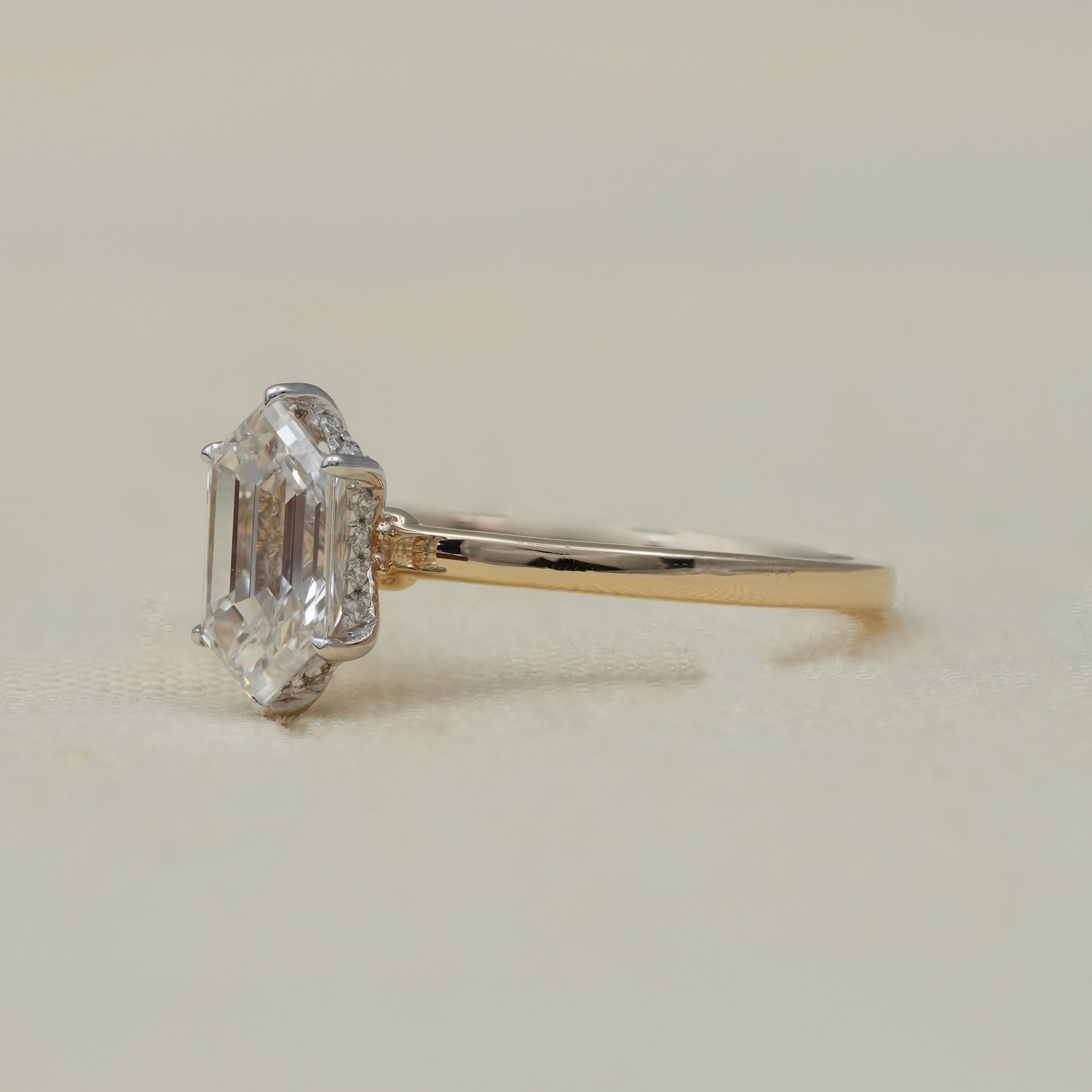 Luxury Hexagon Cut Lab Diamond Solitaire Minimalist Gold Ring