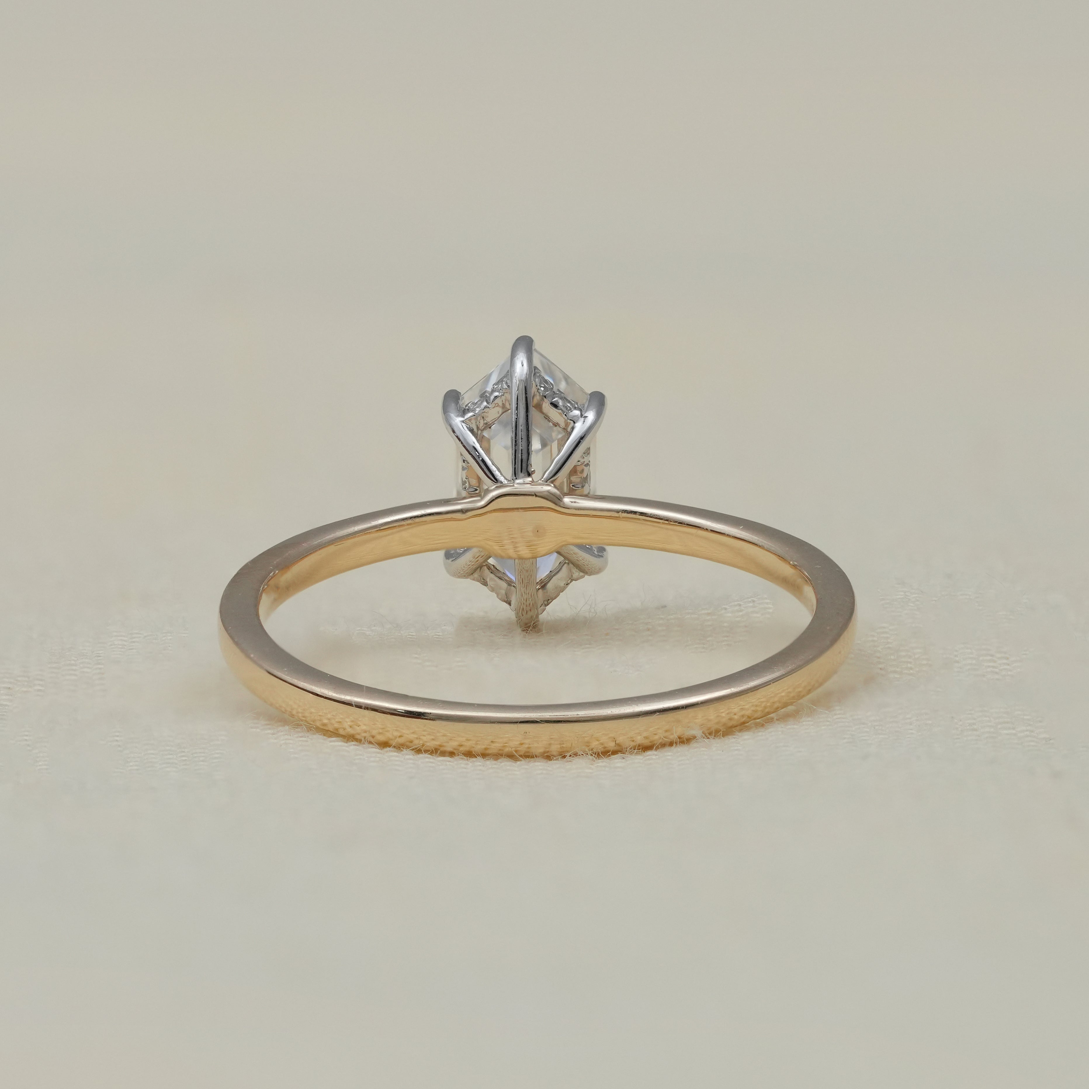 Luxury Hexagon Cut Lab Diamond Solitaire Minimalist Gold Ring
