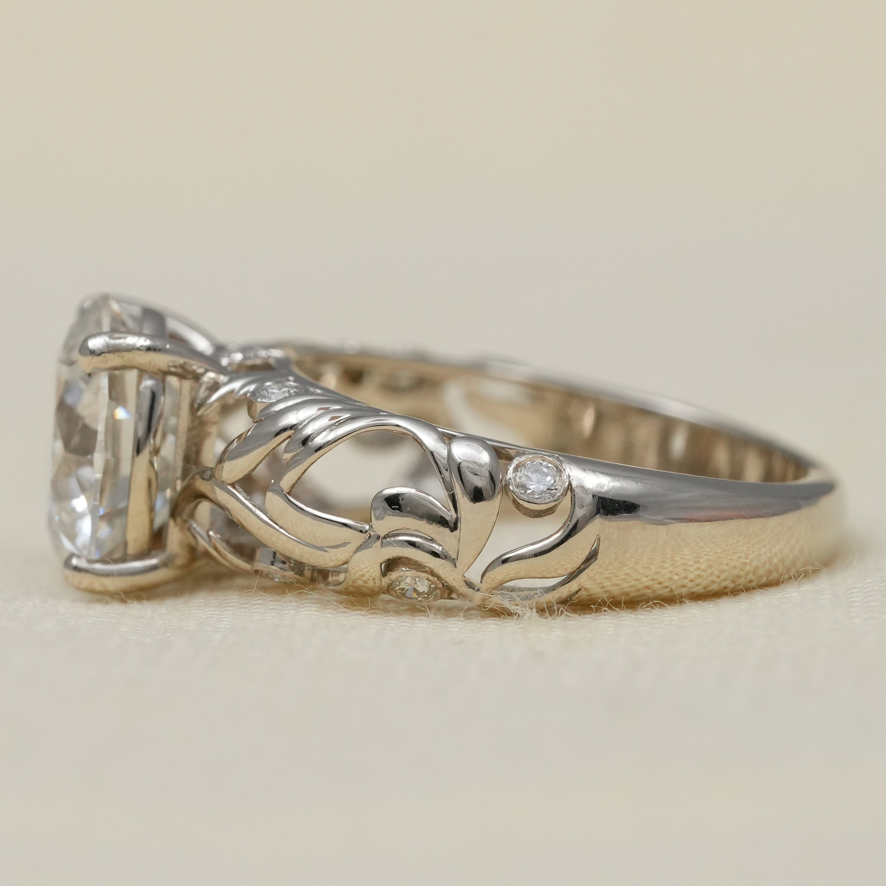 Vintage Inspired Round Lab Diamond Solitaire Engagement Ring