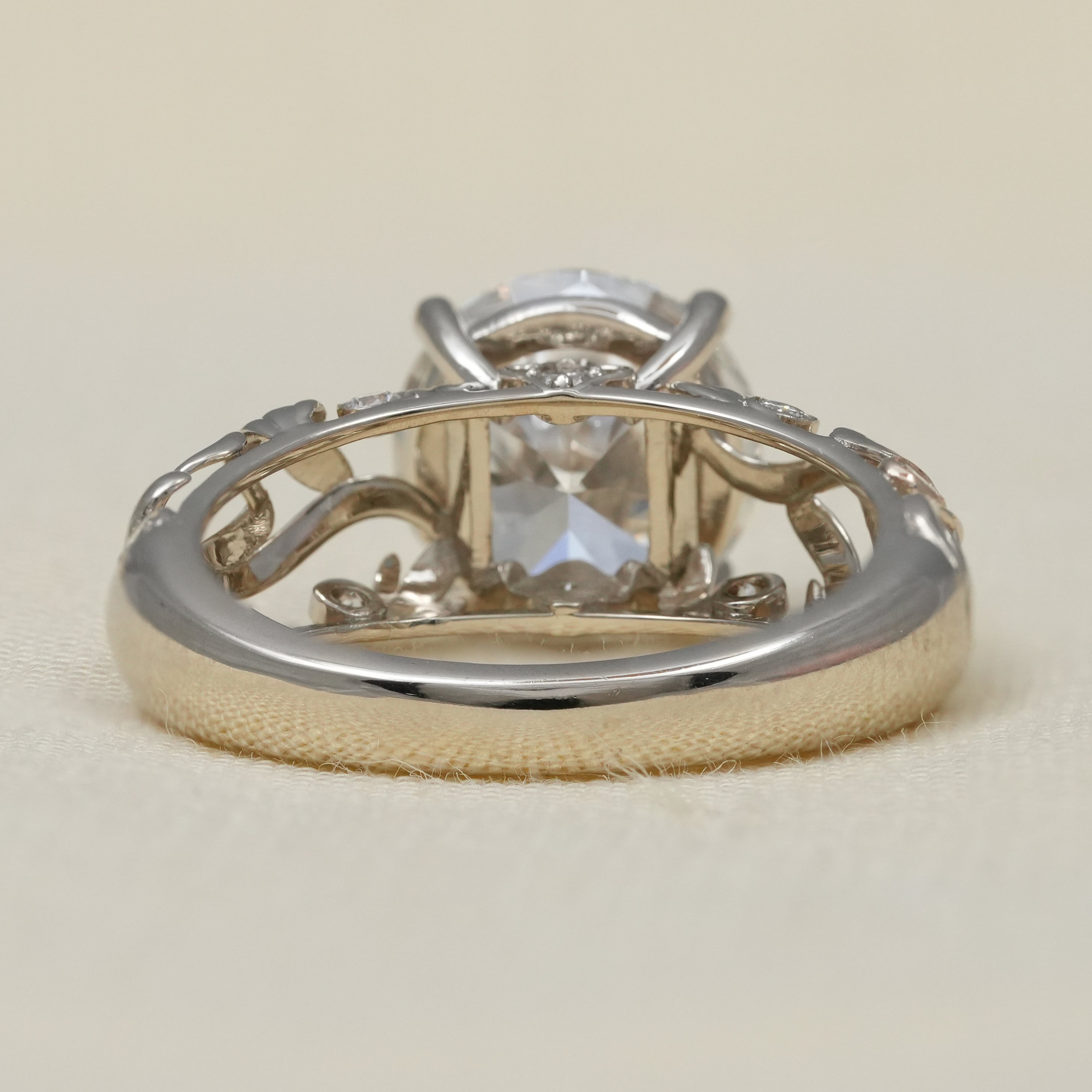 Vintage Inspired Round Lab Diamond Solitaire Engagement Ring