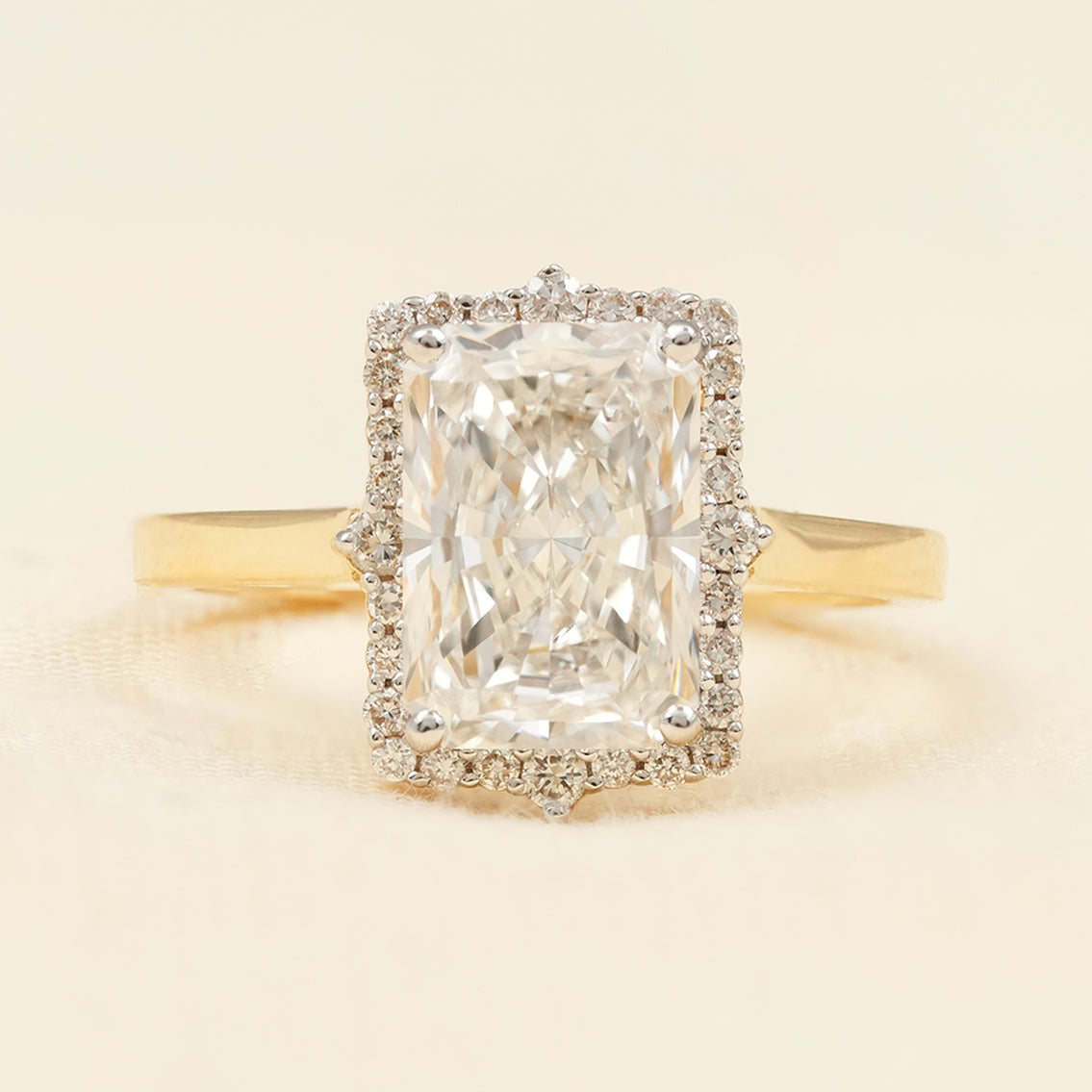 Radiant Cut Lab Diamond Halo Engagement Ring