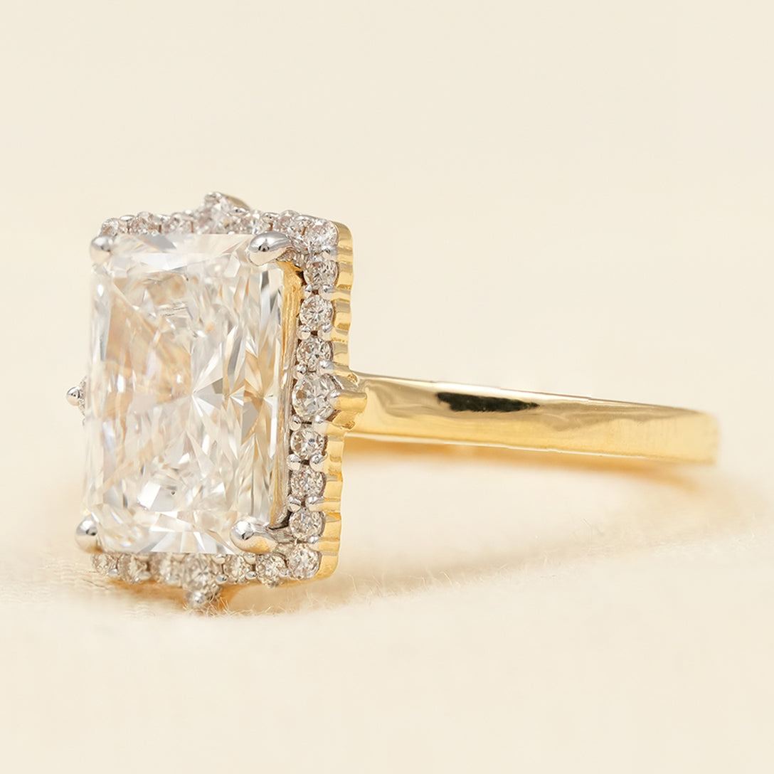 Radiant Cut Lab Diamond Halo Engagement Ring