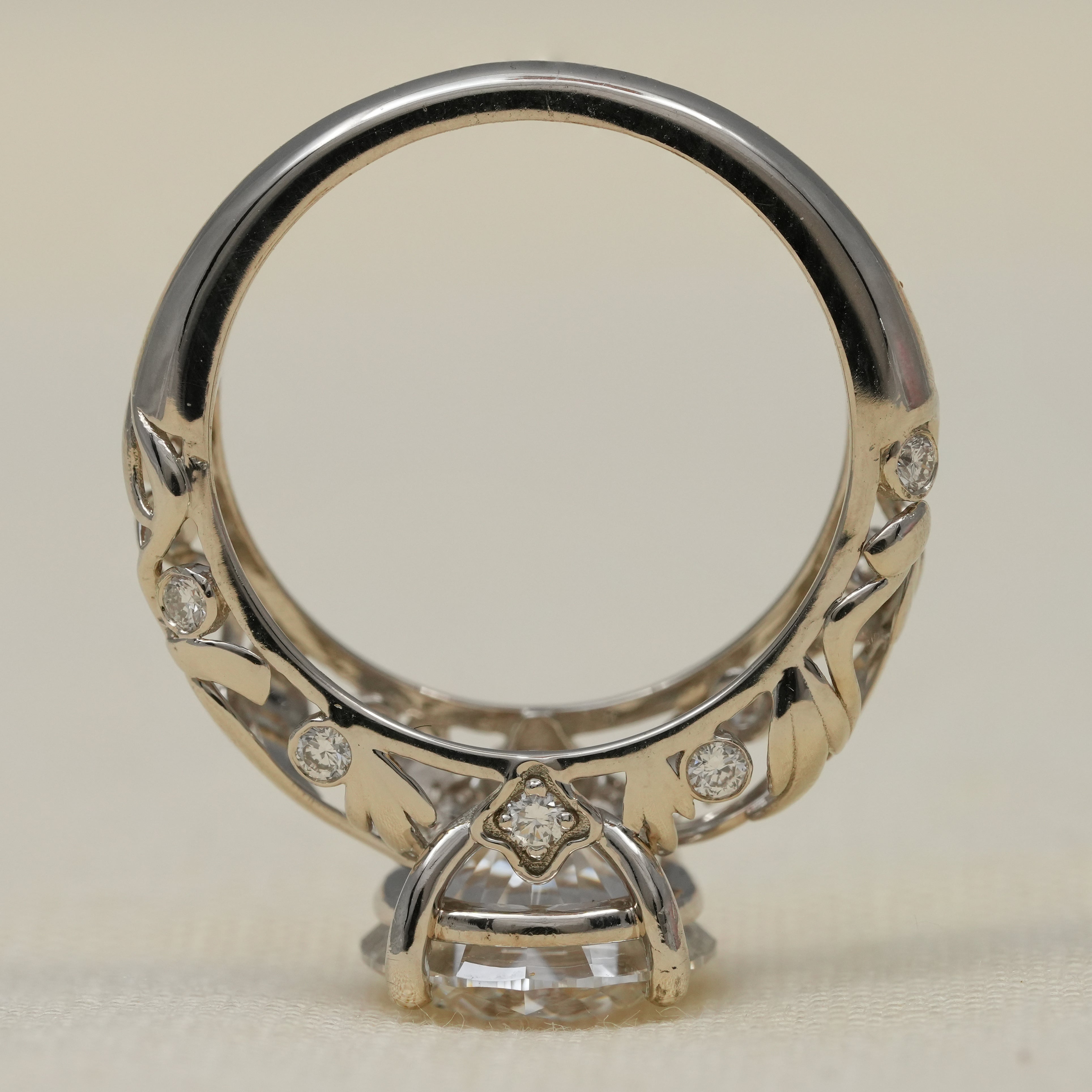 Vintage Inspired Round Lab Diamond Solitaire Engagement Ring