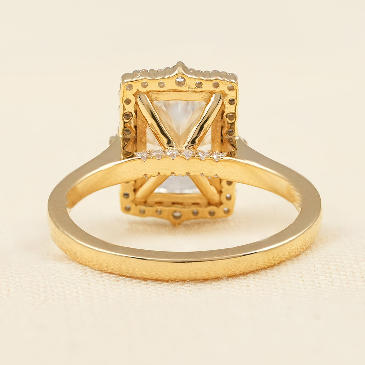 Radiant Cut Lab Diamond Halo Engagement Ring