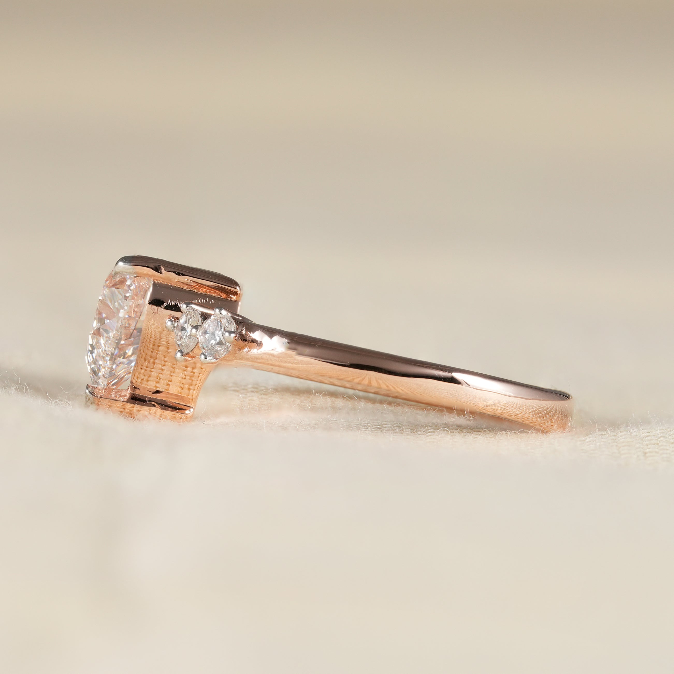 Rose Gold Heart Shaped Lab Created Diamond Ring for Modern Bridal Jewelry