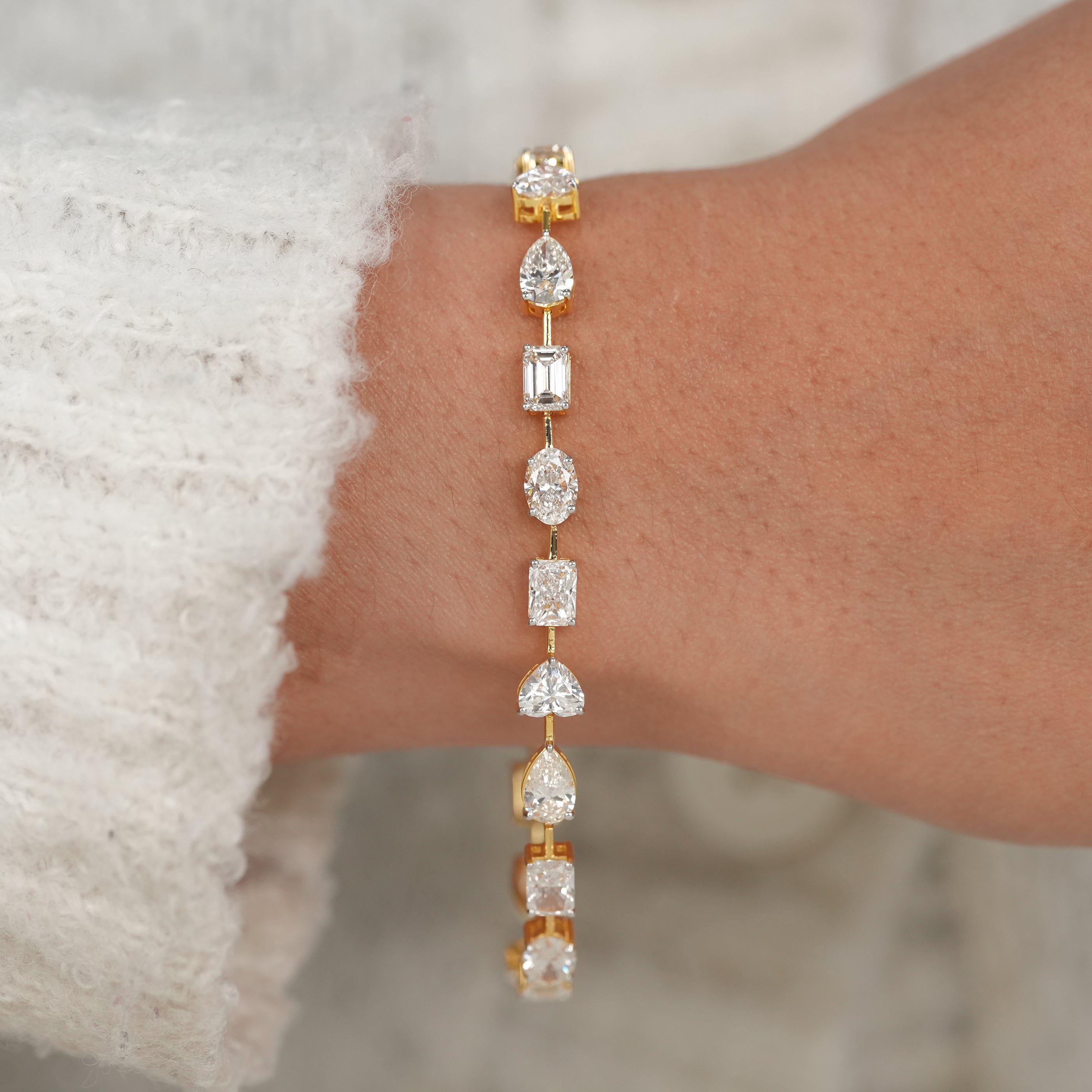 Mixed Shape Lab Grown Diamond Tennis Bracelet