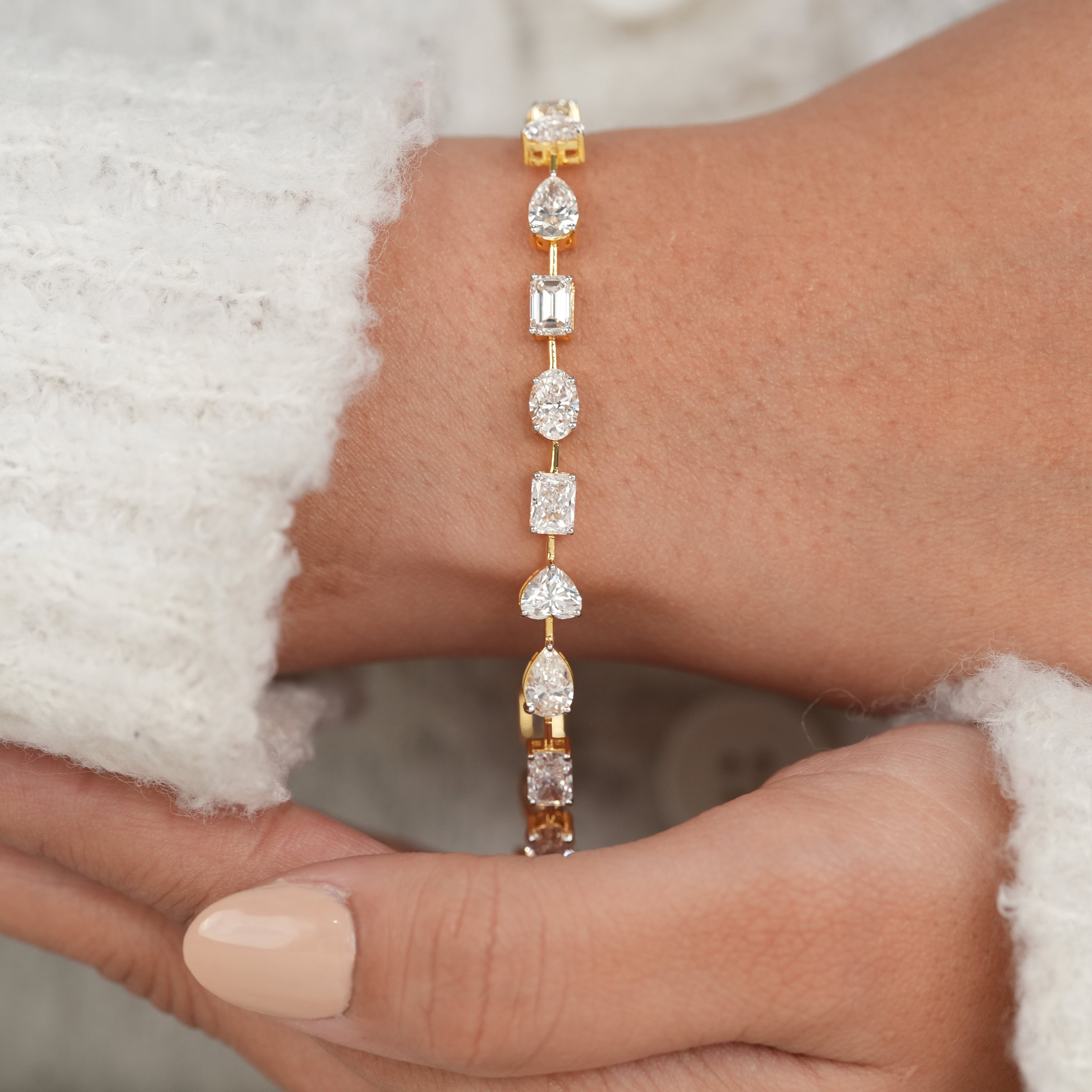 Mixed Shape Lab Grown Diamond Tennis Bracelet