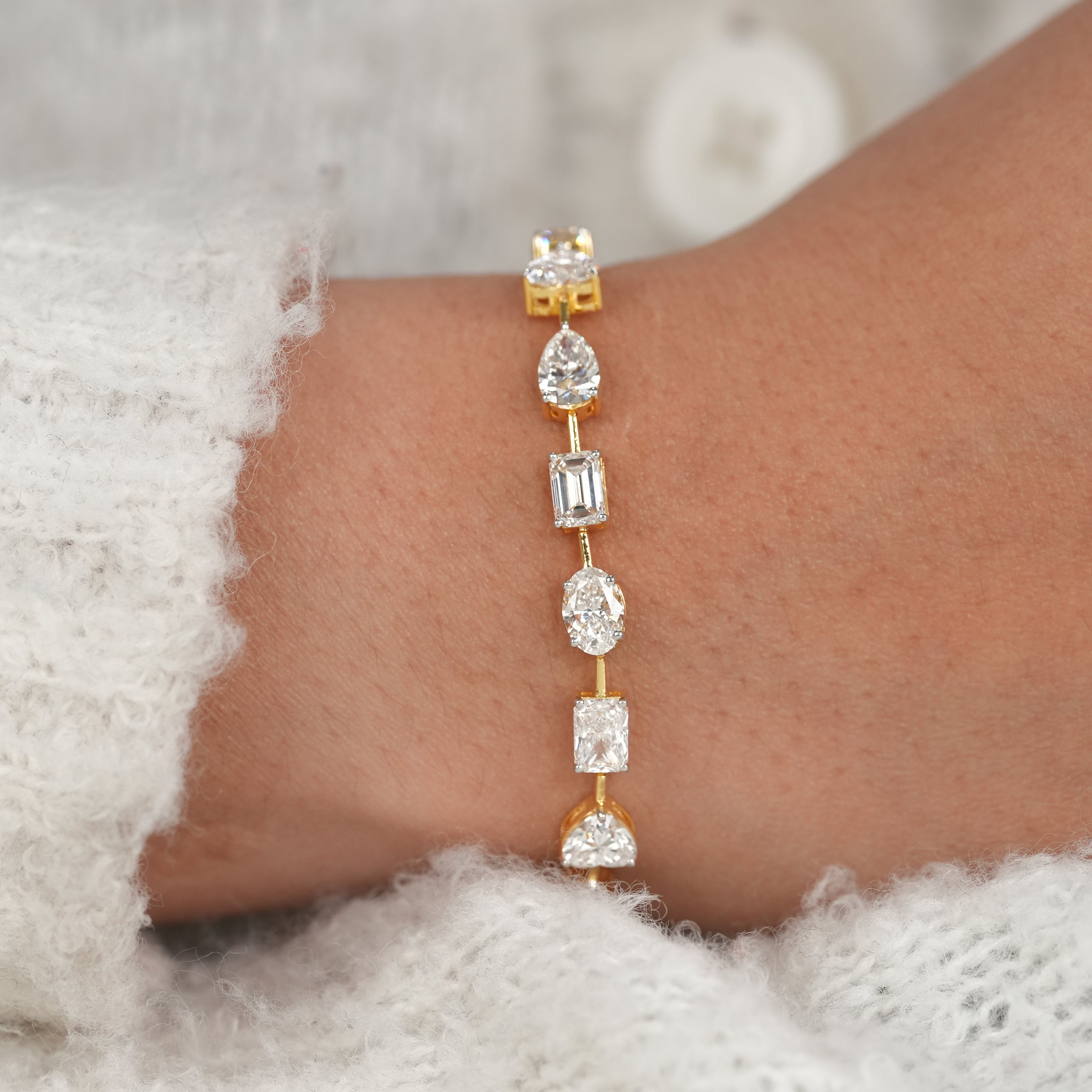 Mixed Shape Lab Grown Diamond Tennis Bracelet