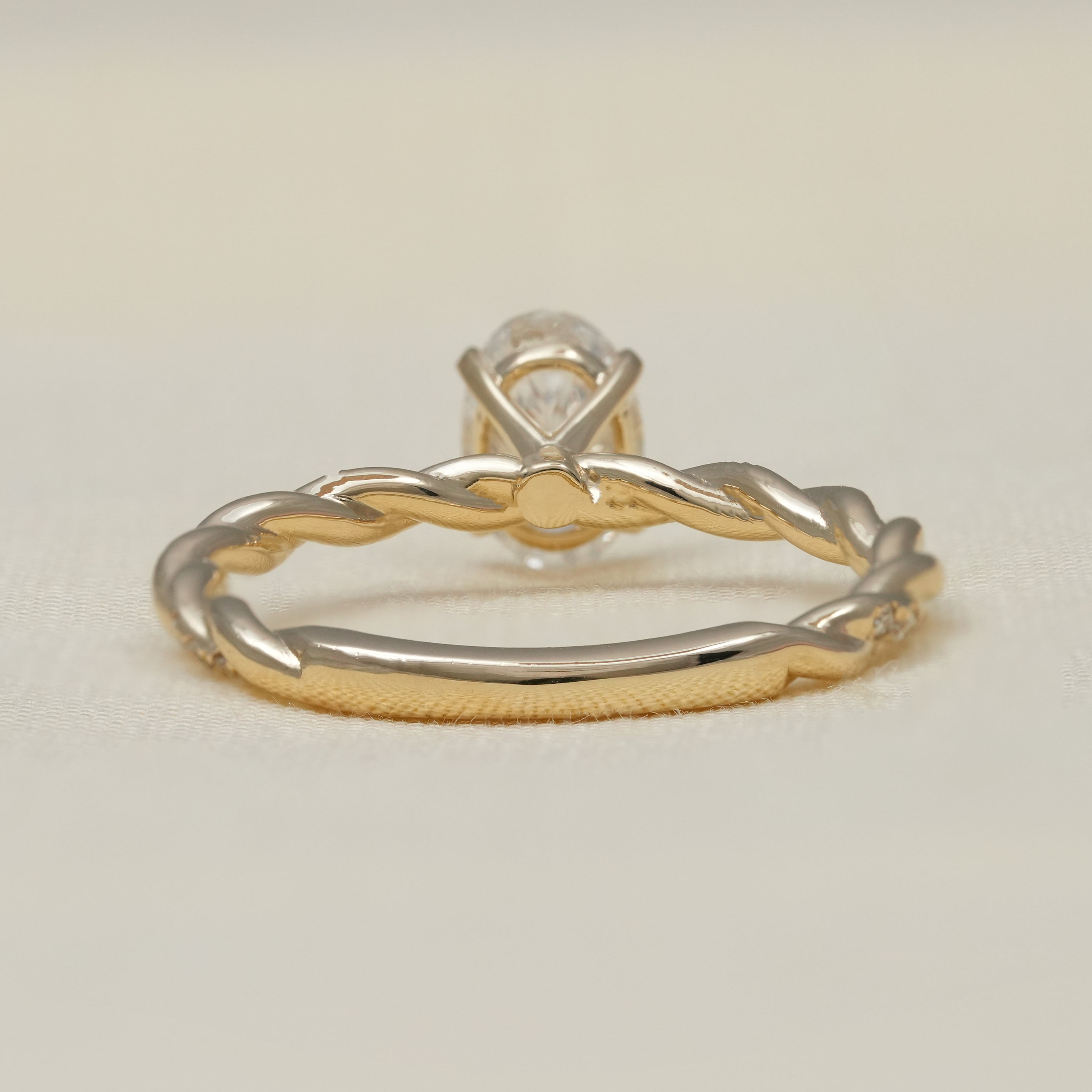 Oval Cut Diamond Solitaire Engagement Ring with Rope Inspired Band
