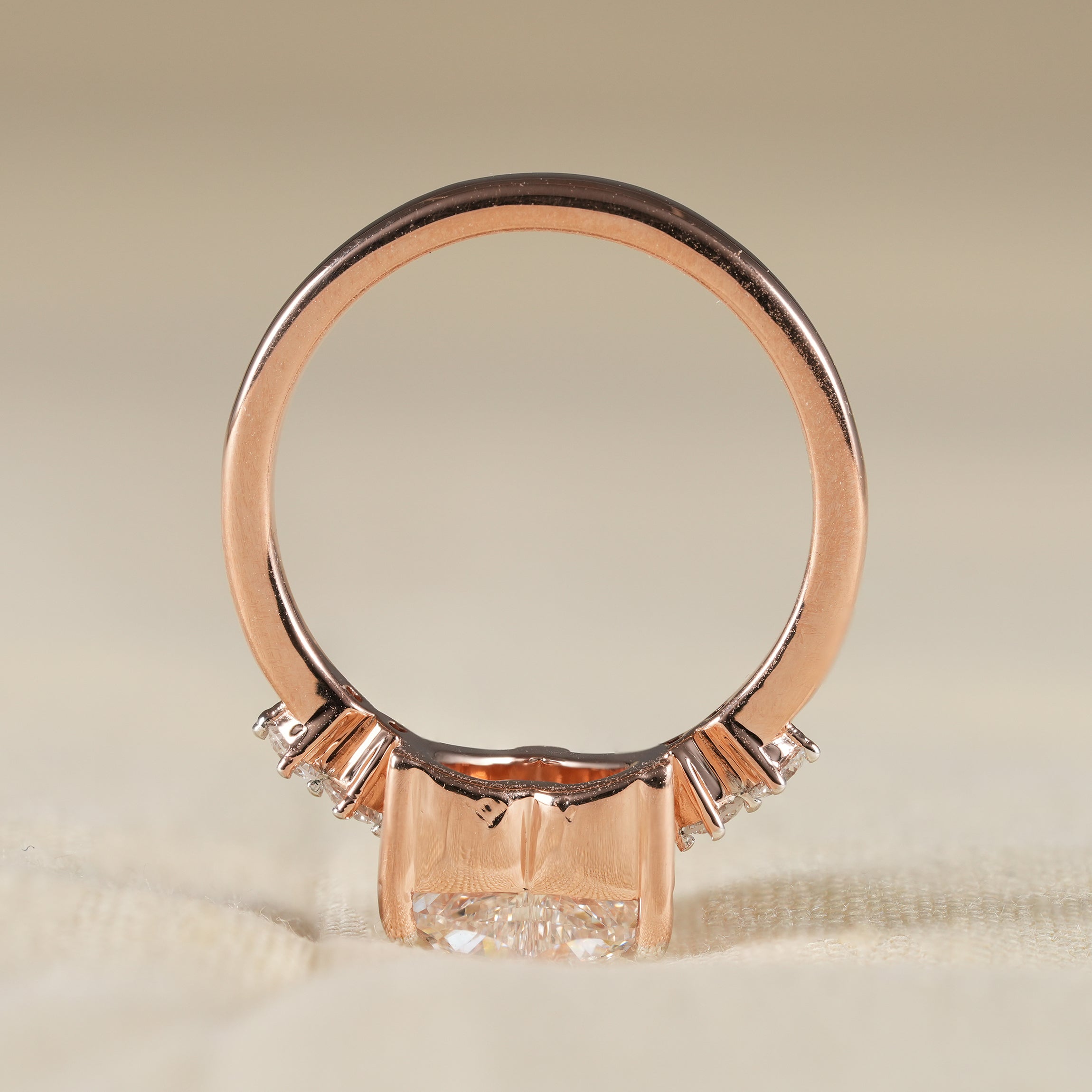 Elegant Heart Cut Engagement Ring with Round Diamond Accents and Slim Band