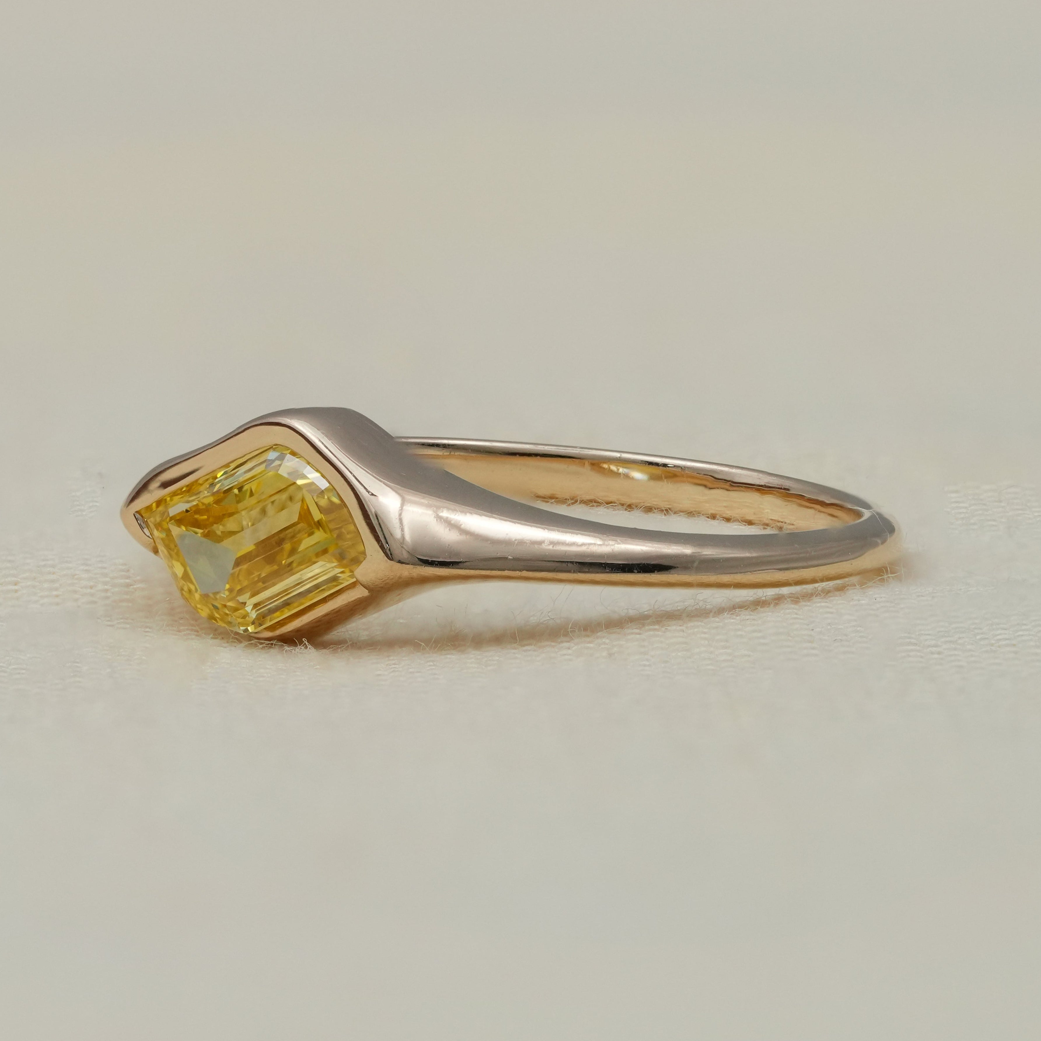 Citrine Fancy Cut Lab Diamond Minimalist Gold Statement Ring
