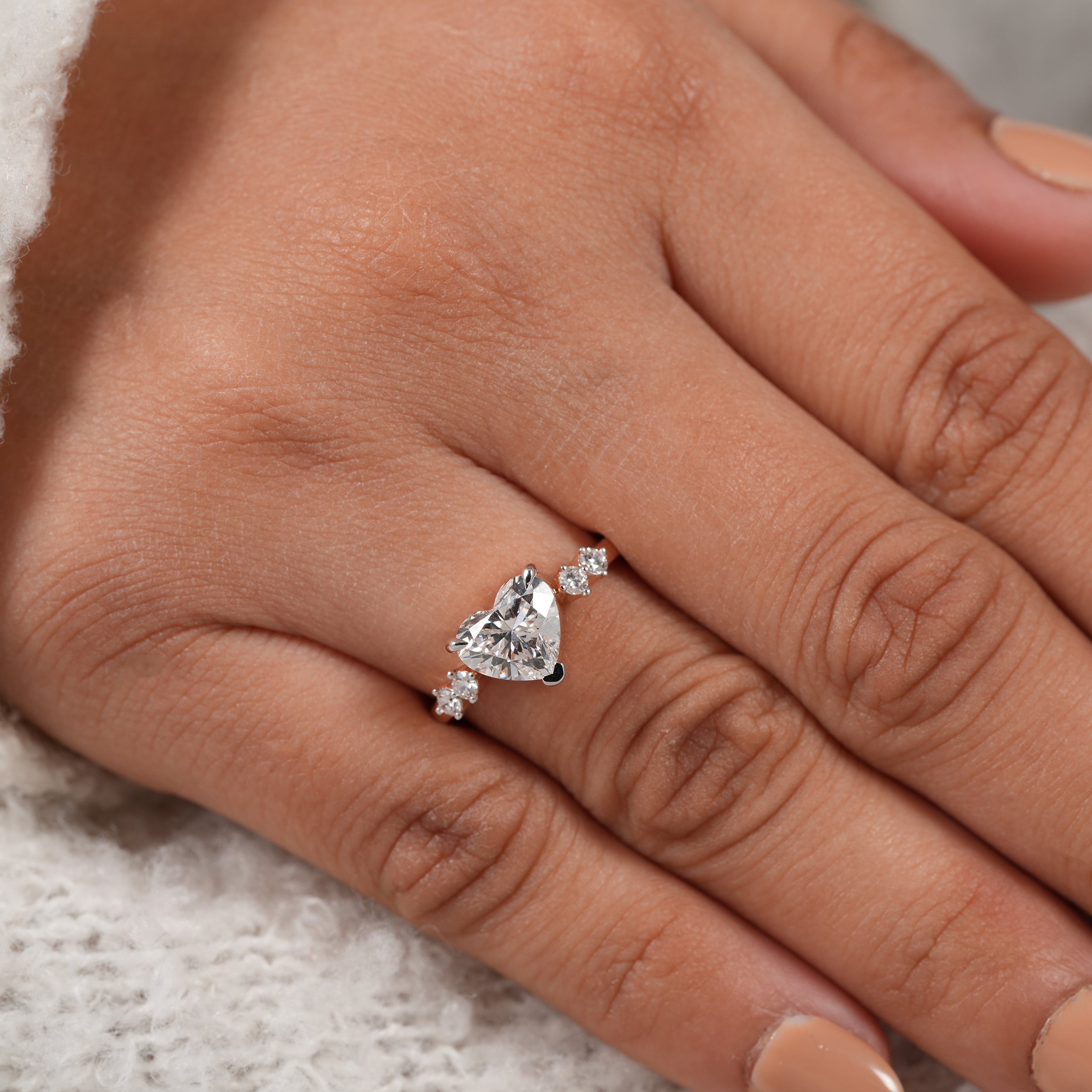 Unique Rose Gold Heart Diamond Ring for Brides and Anniversary Gift Ideas