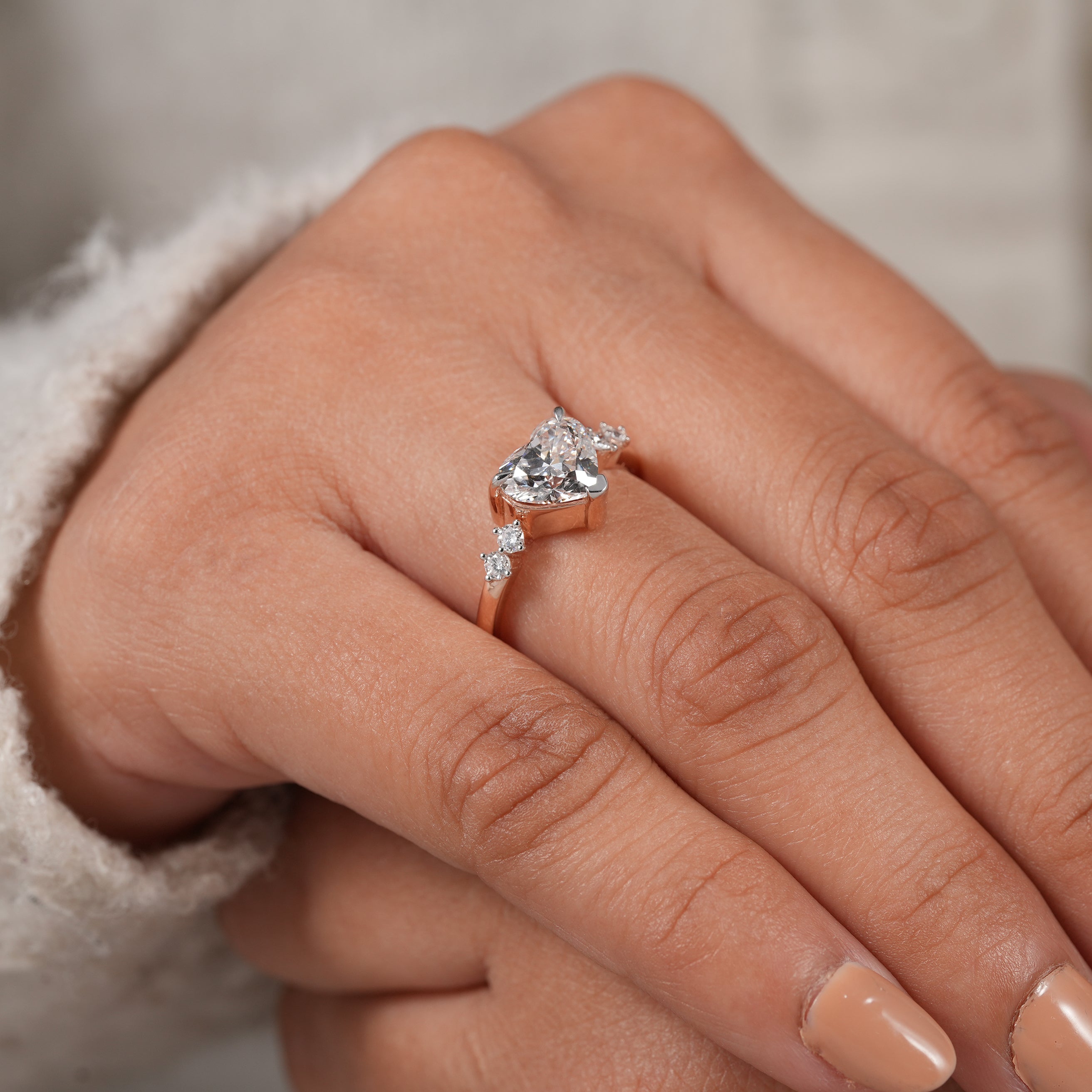 Classic Heart Cut Diamond Engagement Ring with Elegant Four Stone Detailing