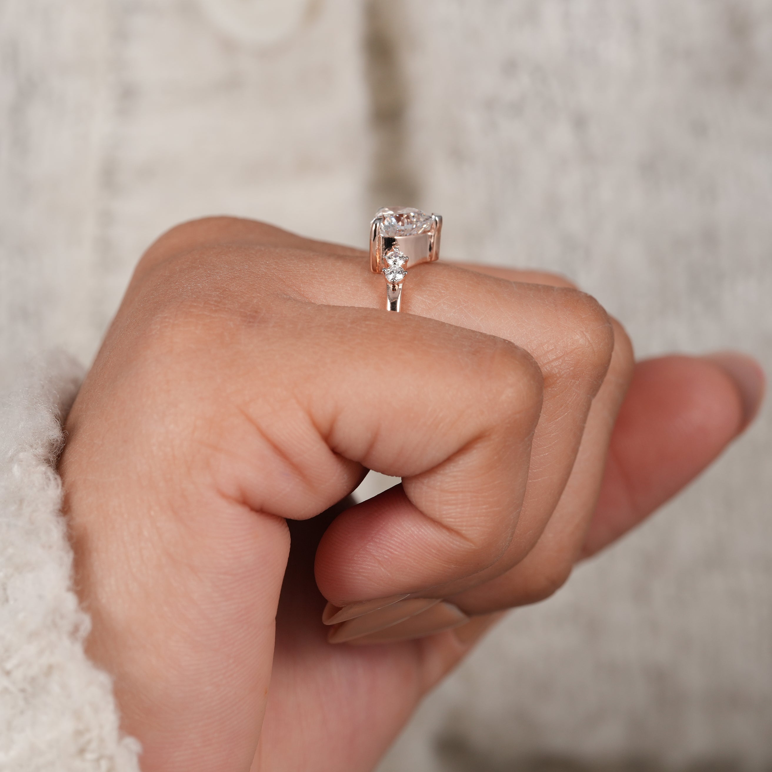Dainty Heart Shape Engagement Ring with Lab Grown Diamond and Side Accents