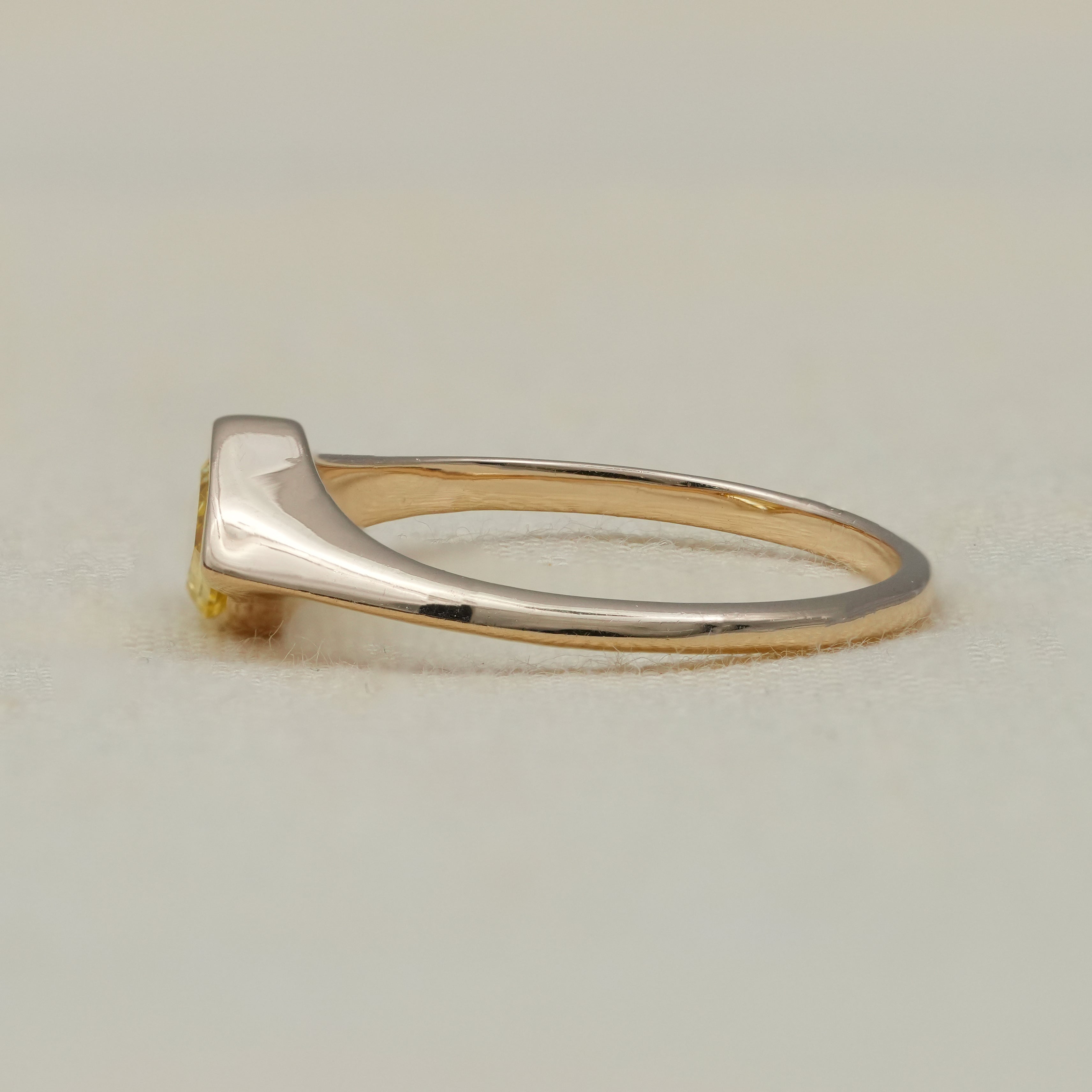 Citrine Fancy Cut Lab Diamond Minimalist Gold Statement Ring