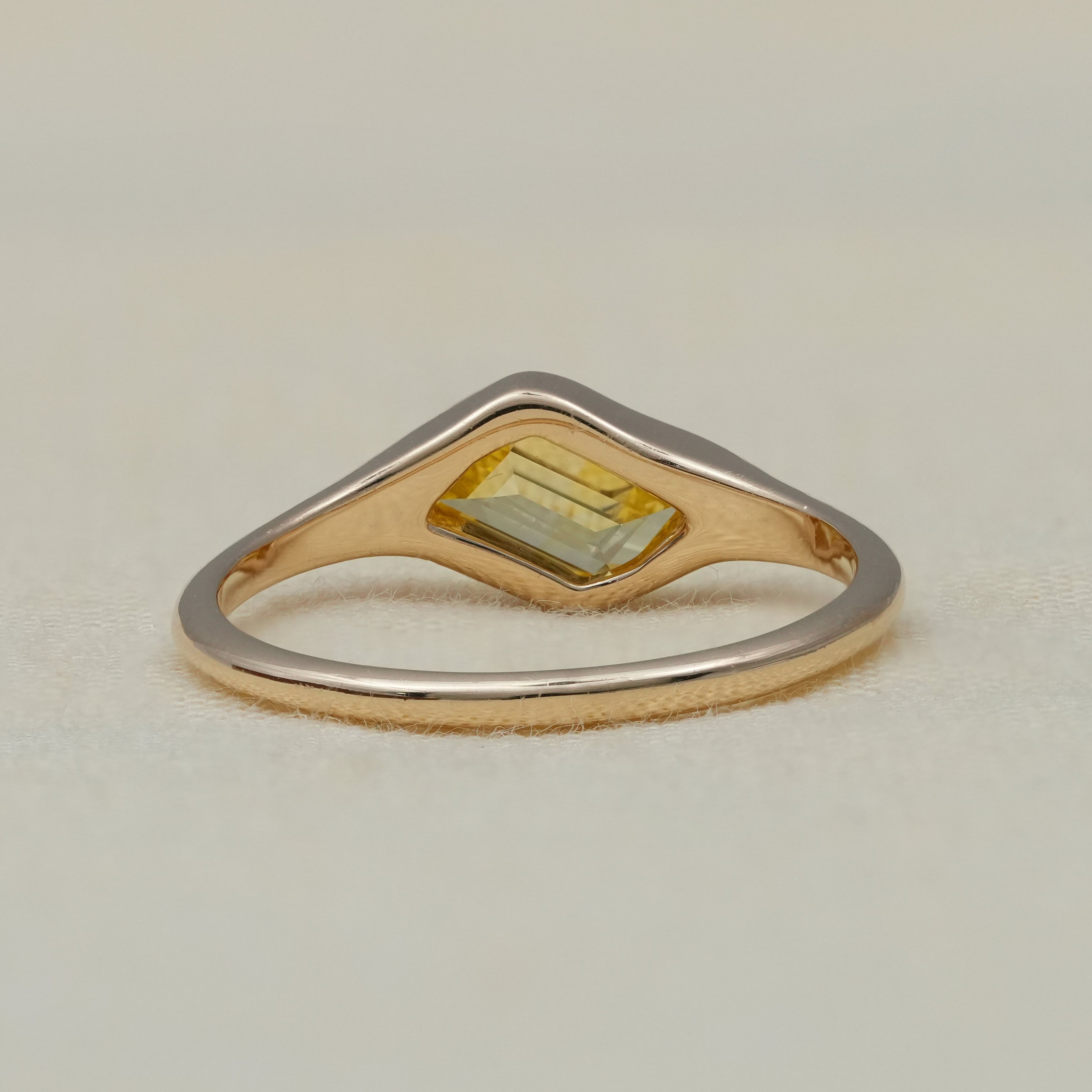 Citrine Fancy Cut Lab Diamond Minimalist Gold Statement Ring
