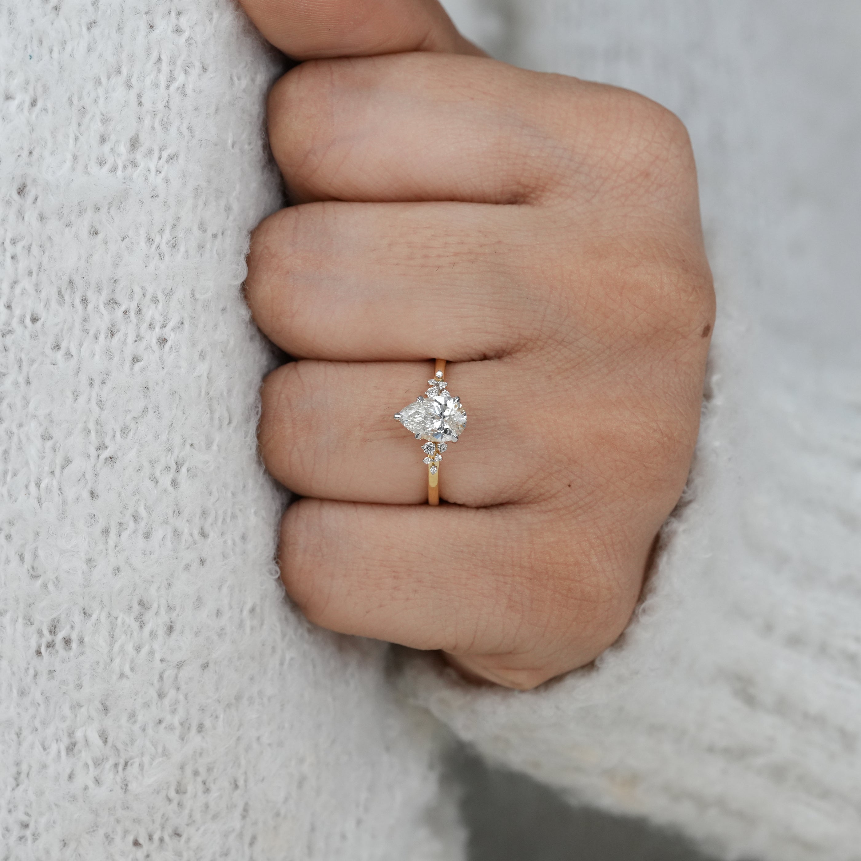 Timeless pear lab grown diamond engagement ring perfect for proposal