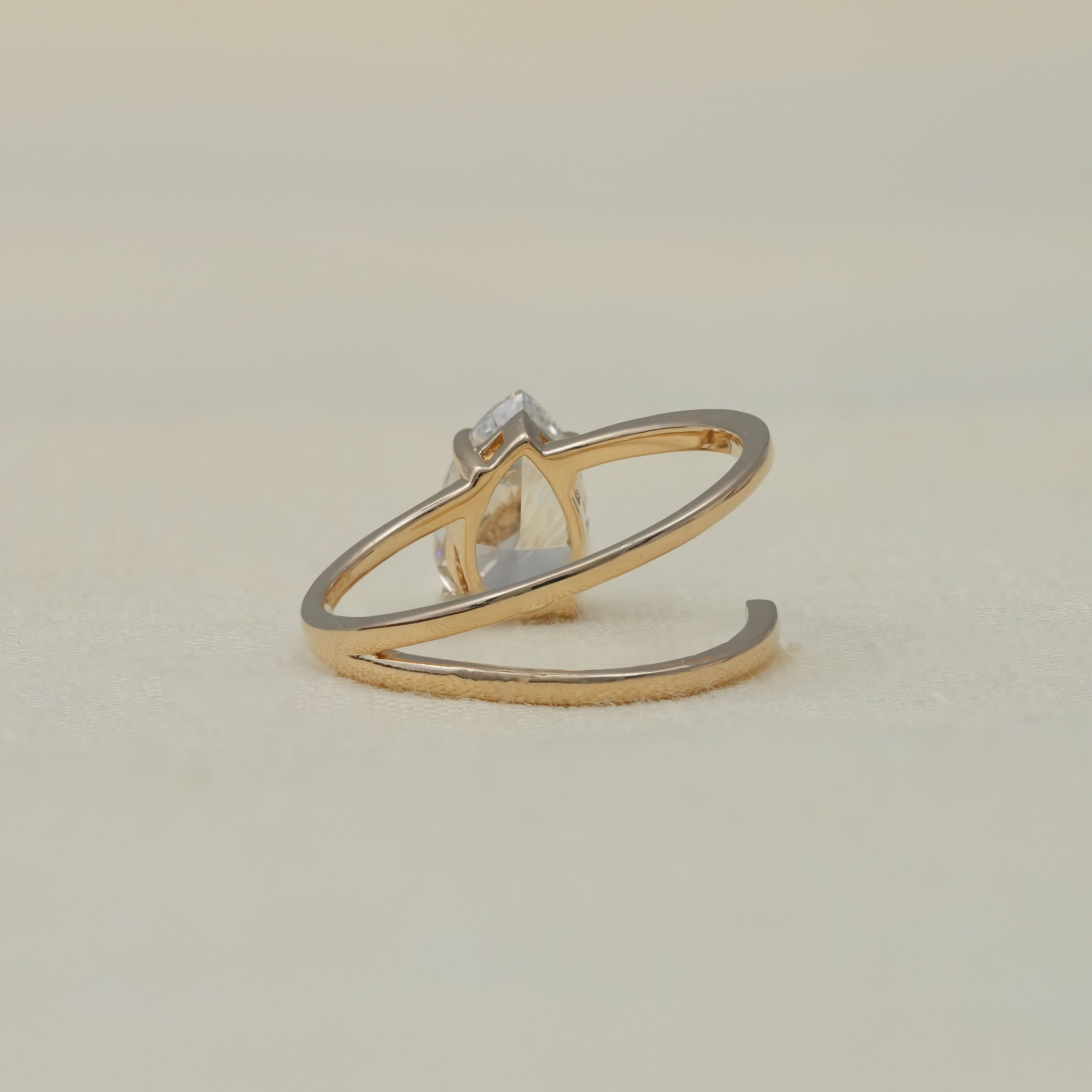 Luxury Pear Cut Lab Diamond Open Band Minimal Gold Ring
