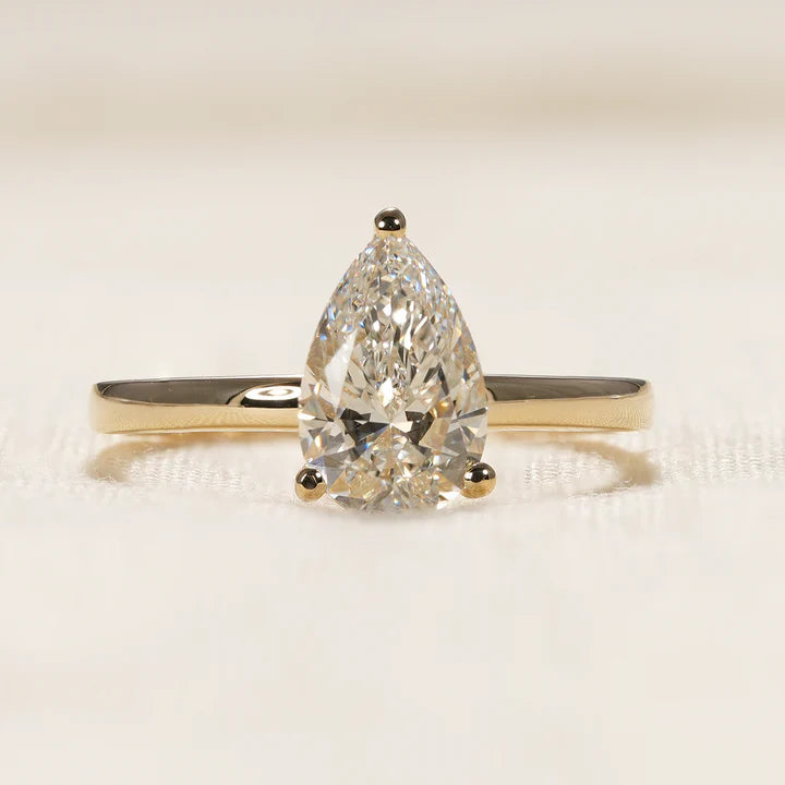 Pear Cut Lab Grown Diamond Solitaire Engagement Ring