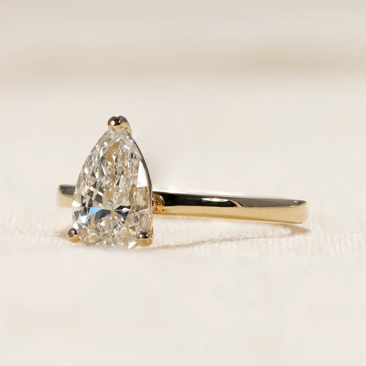 Pear Cut Lab Grown Diamond Solitaire Engagement Ring