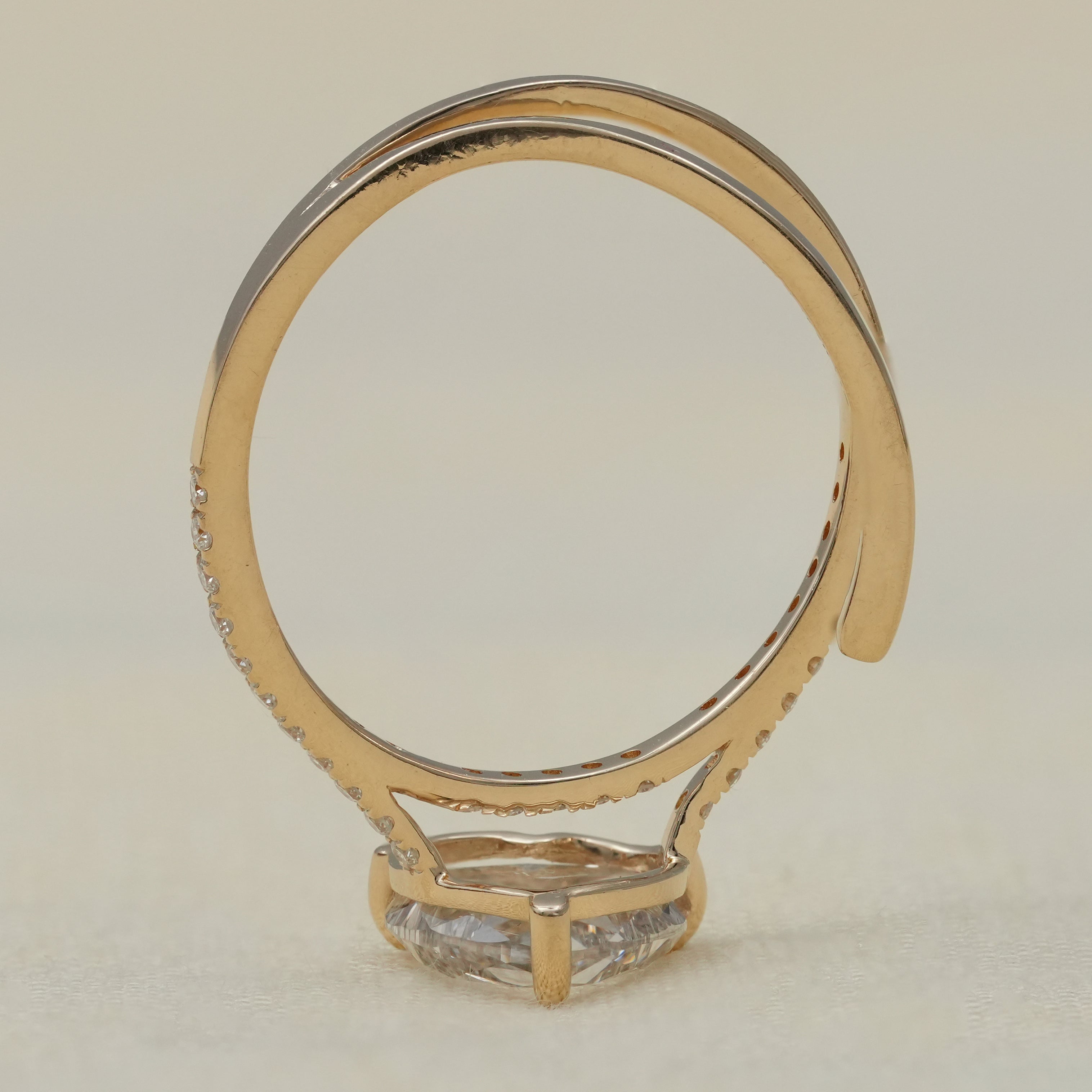 Luxury Rose Heart Cut Lab Diamond Open Band Gold Ring