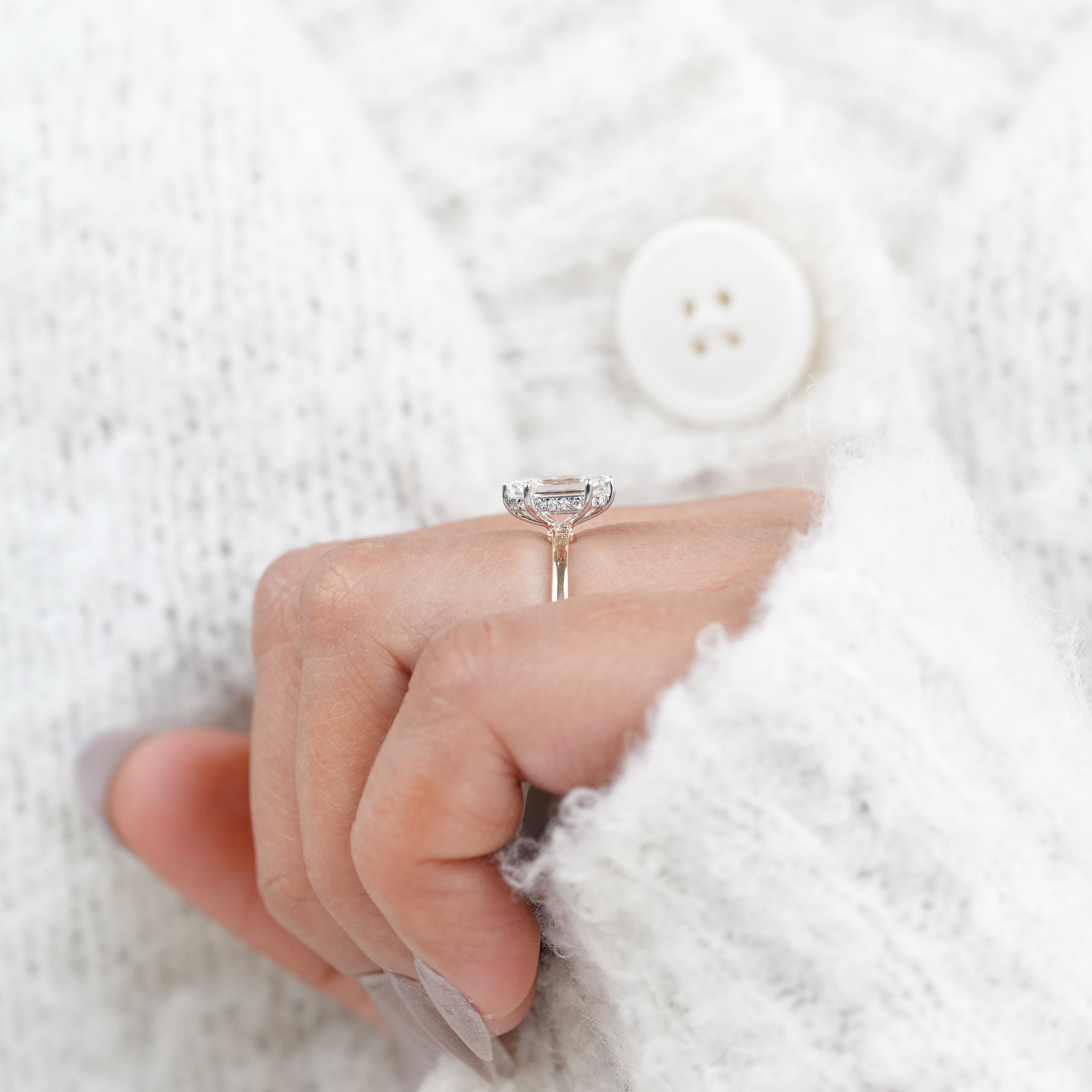 Luxury Hexagon Cut Lab Diamond Solitaire Minimalist Gold Ring