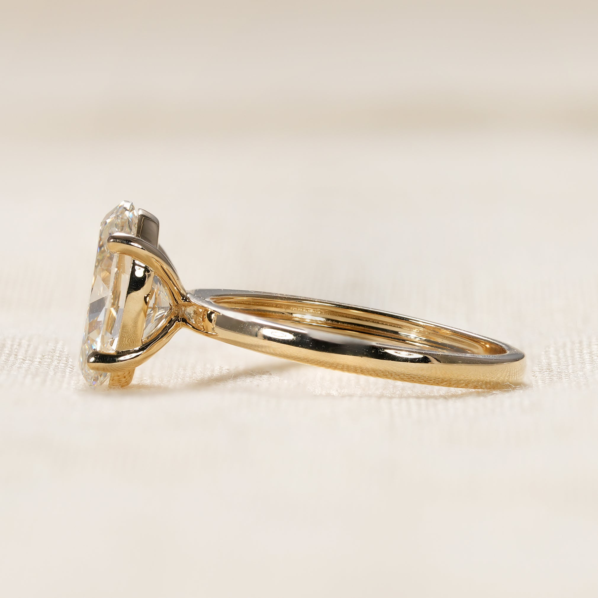 Luxury oval lab diamond solitaire ring with sleek polished gold band