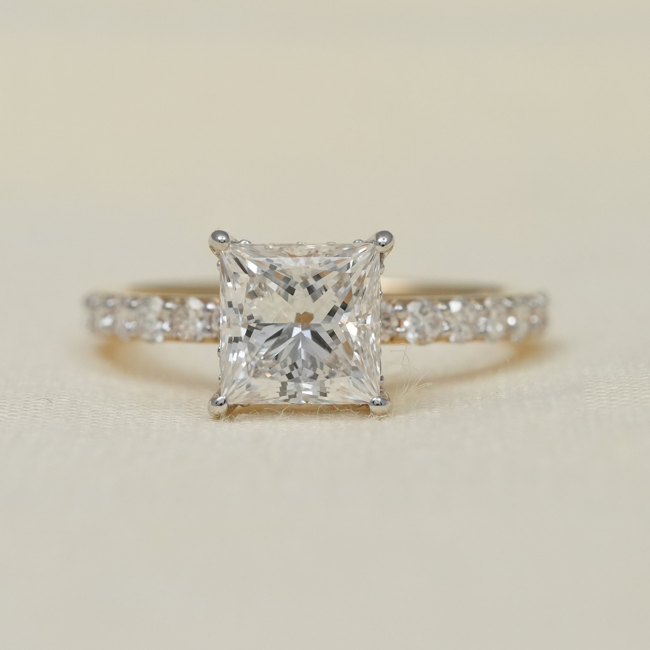 Princess Cut Diamond Hidden Halo Engagement Ring