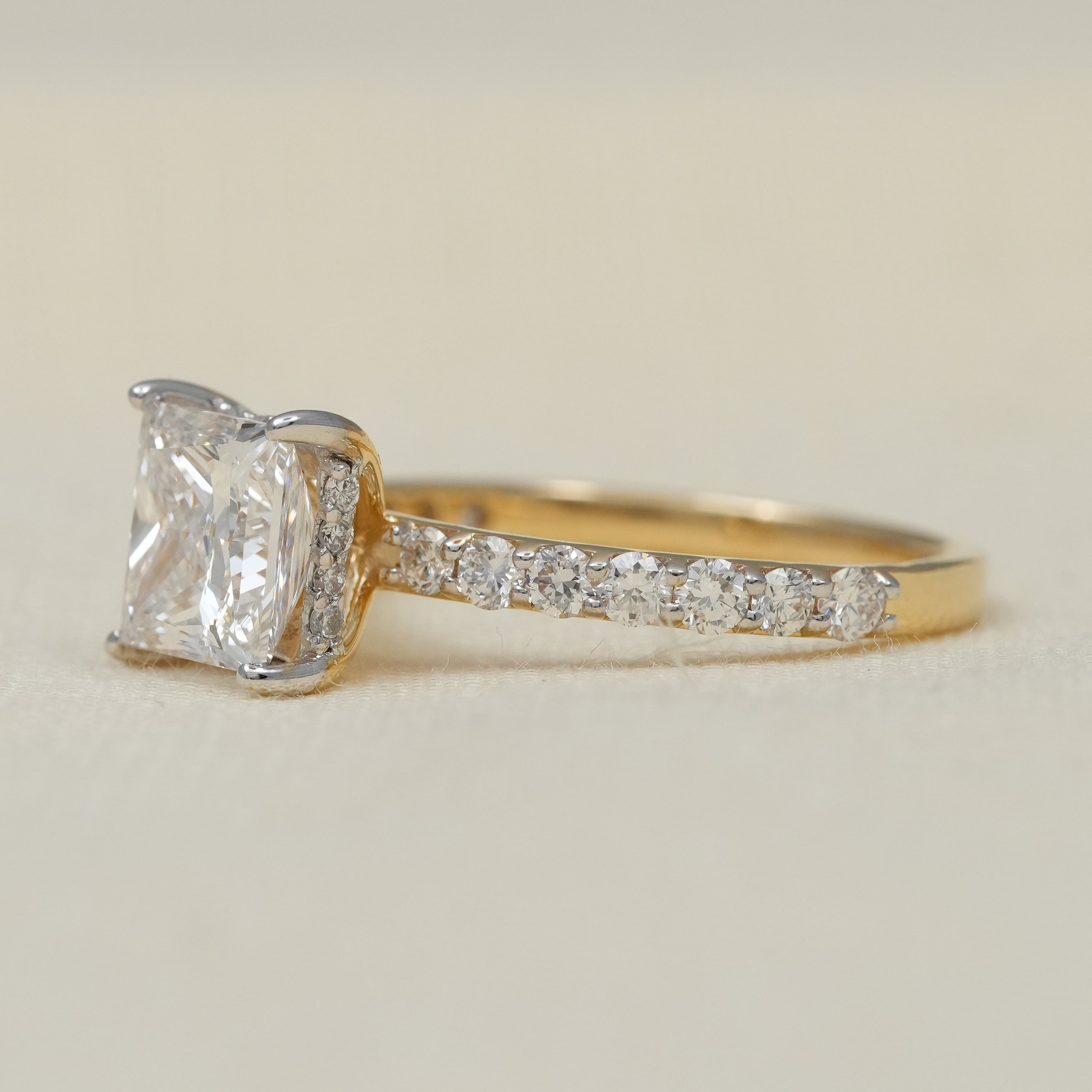 Princess Cut Diamond Hidden Halo Engagement Ring