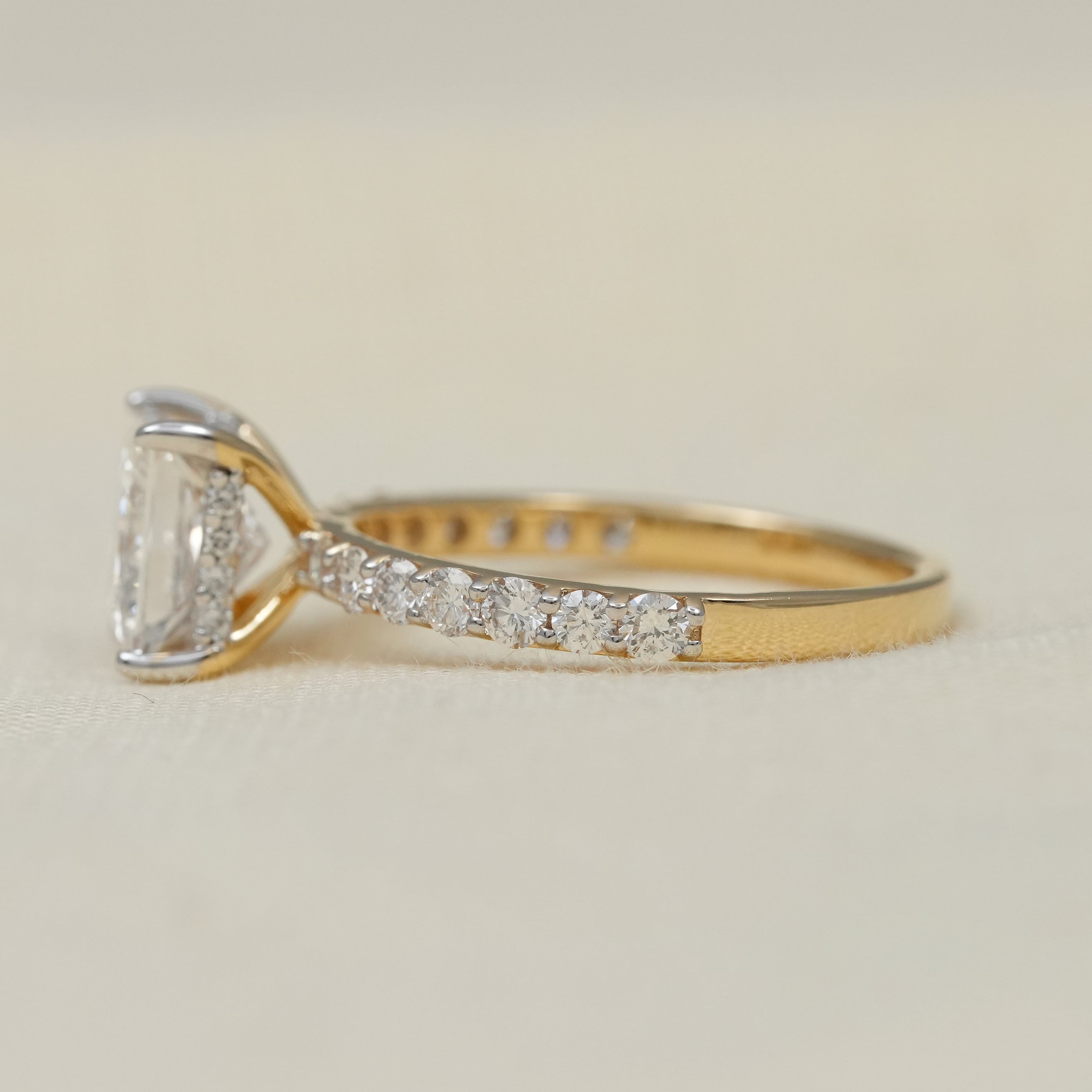 Princess Cut Diamond Hidden Halo Engagement Ring