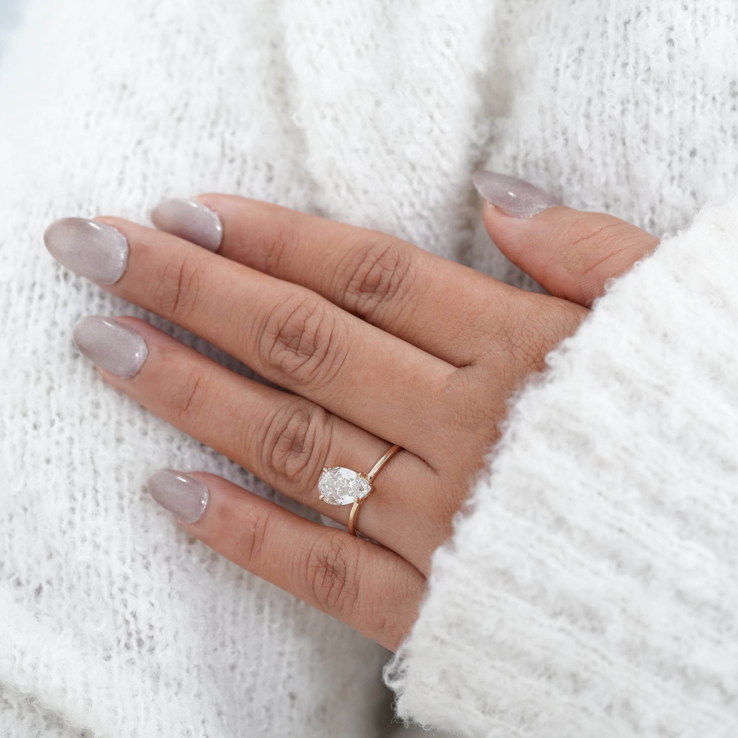 Luxury Pear Cut Lab Diamond Open Band Minimal Gold Ring